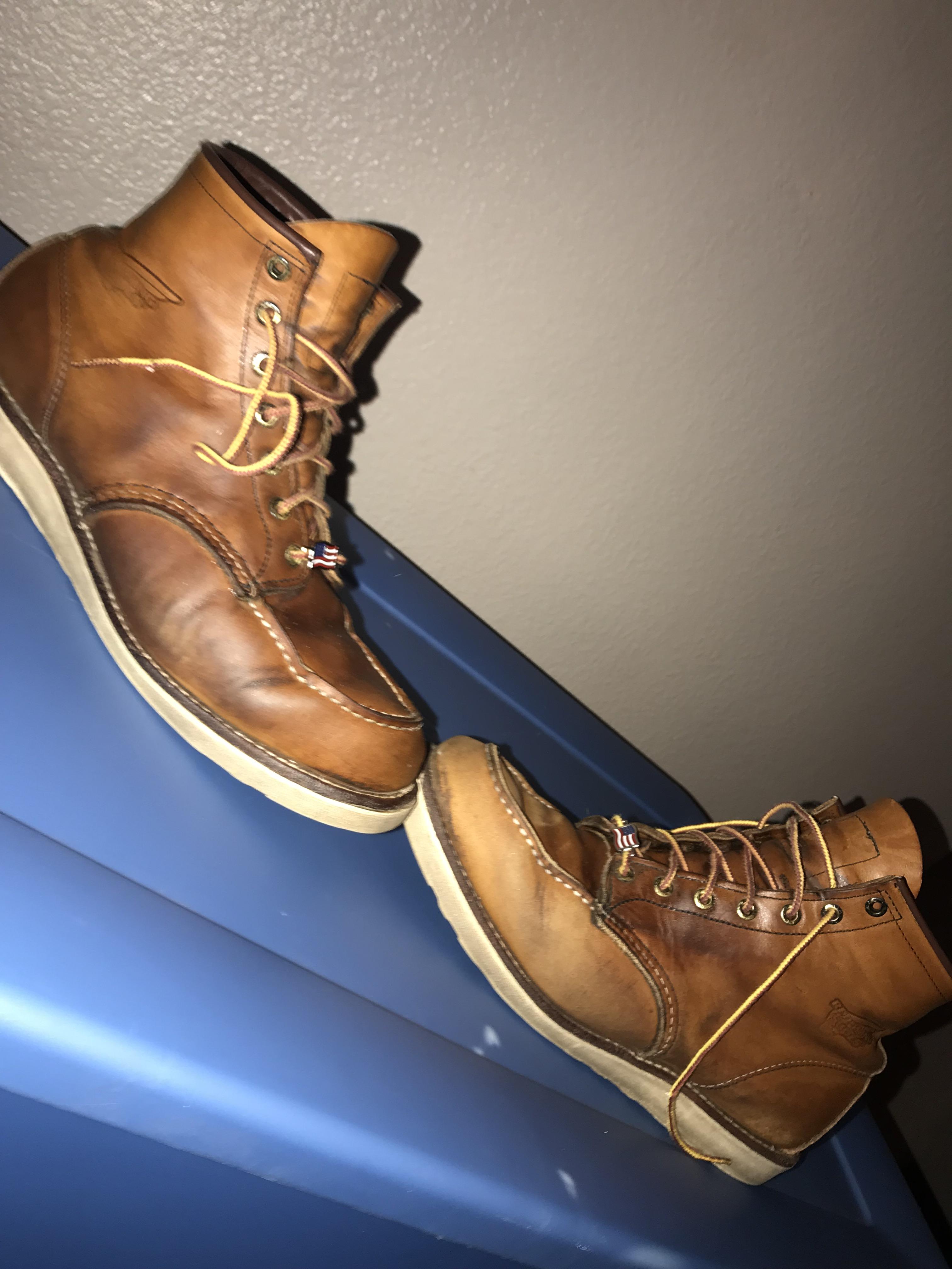 Moc Toe 875. I clean the leather with saddle soap I purchased on Amazon