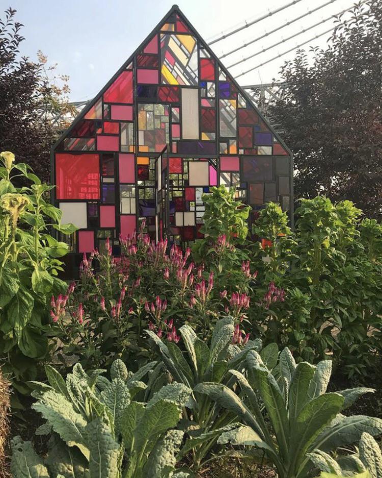 Fruin Farmhouse a coloured glass greenhouse at the North Brooklyn
