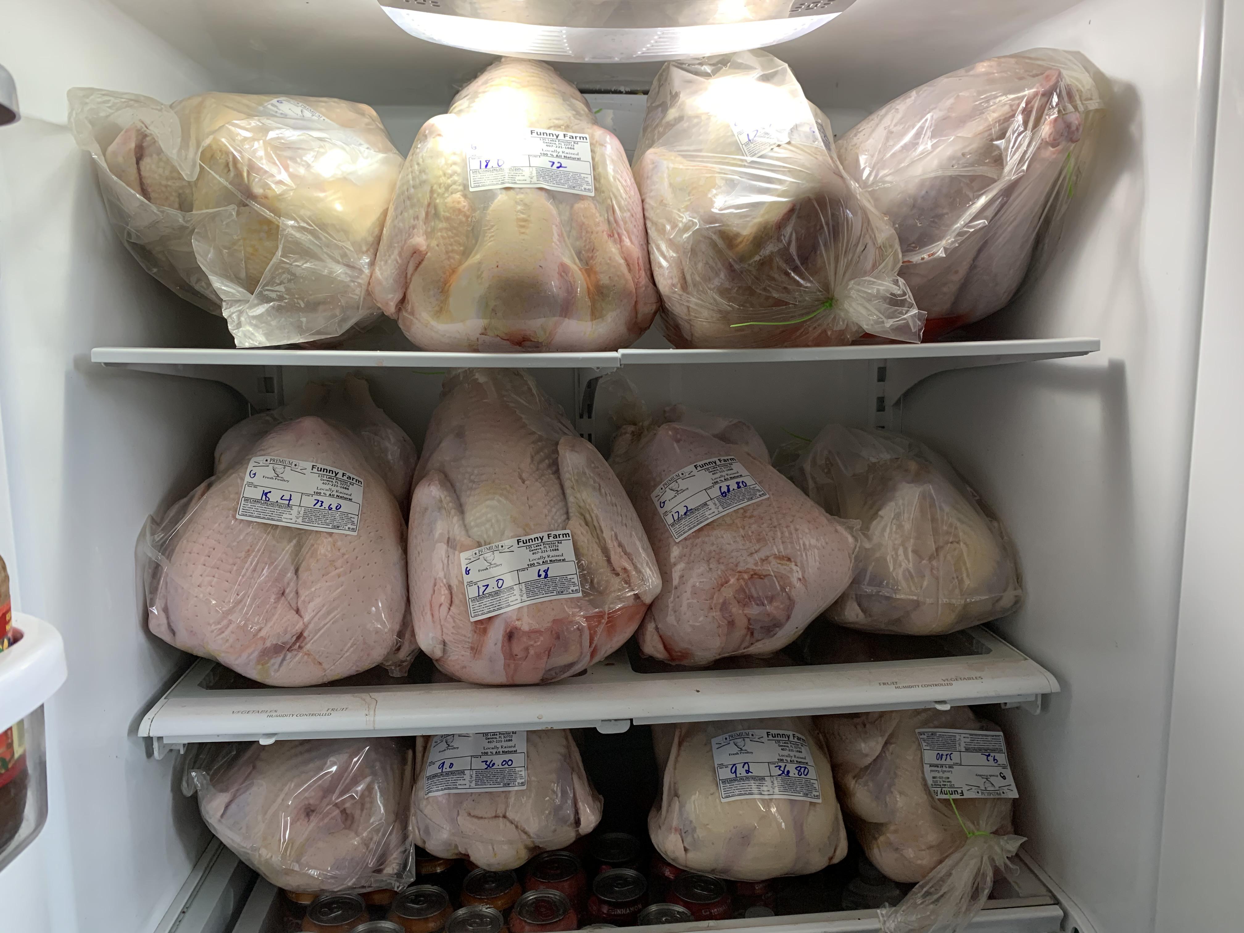 A few of the 20 turkeys that we raised processed and sold this year. I