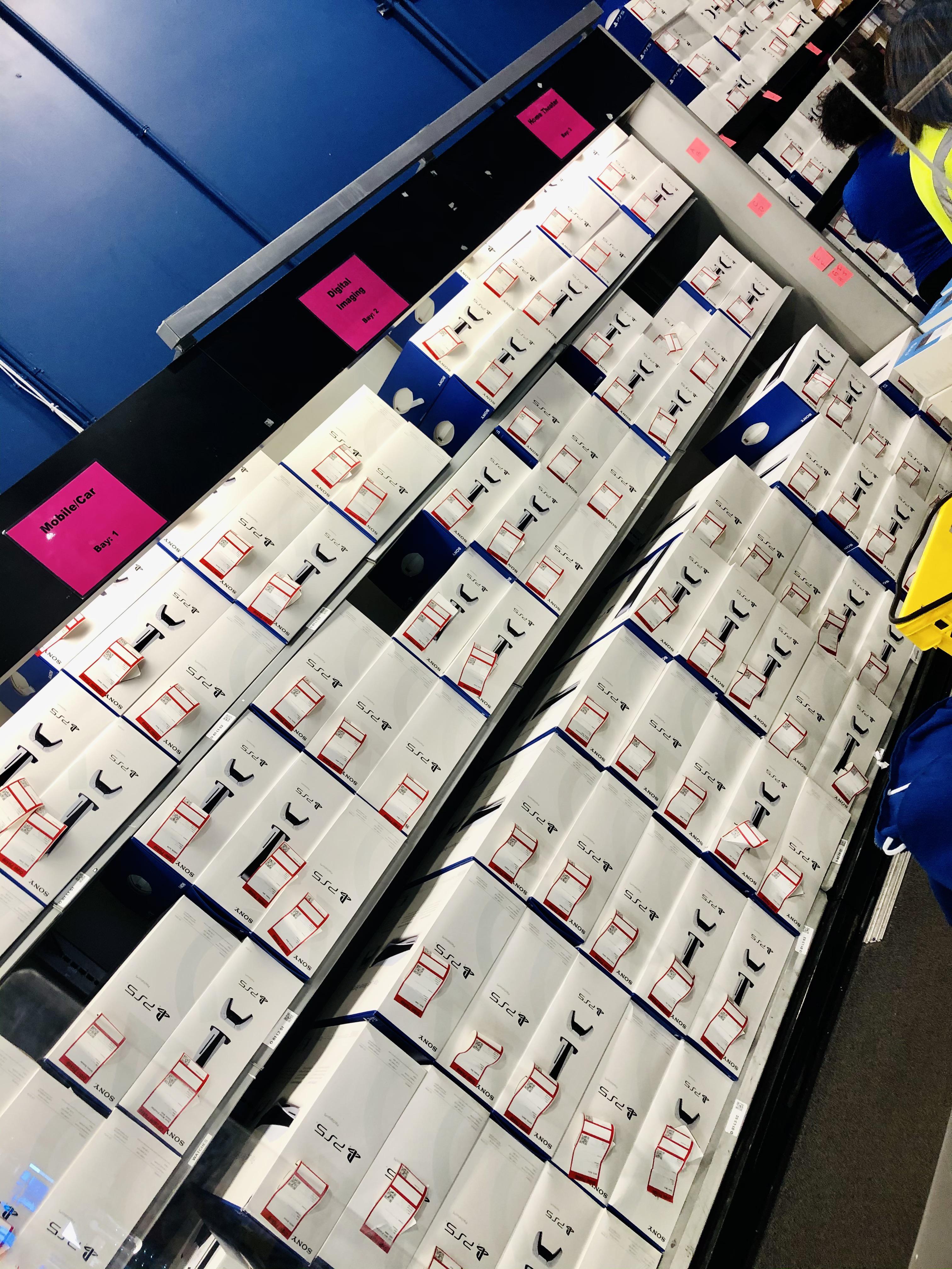A bunch of PS5s at a Best Buy here in Los Angeles eagerly waiting to go home with some lucky