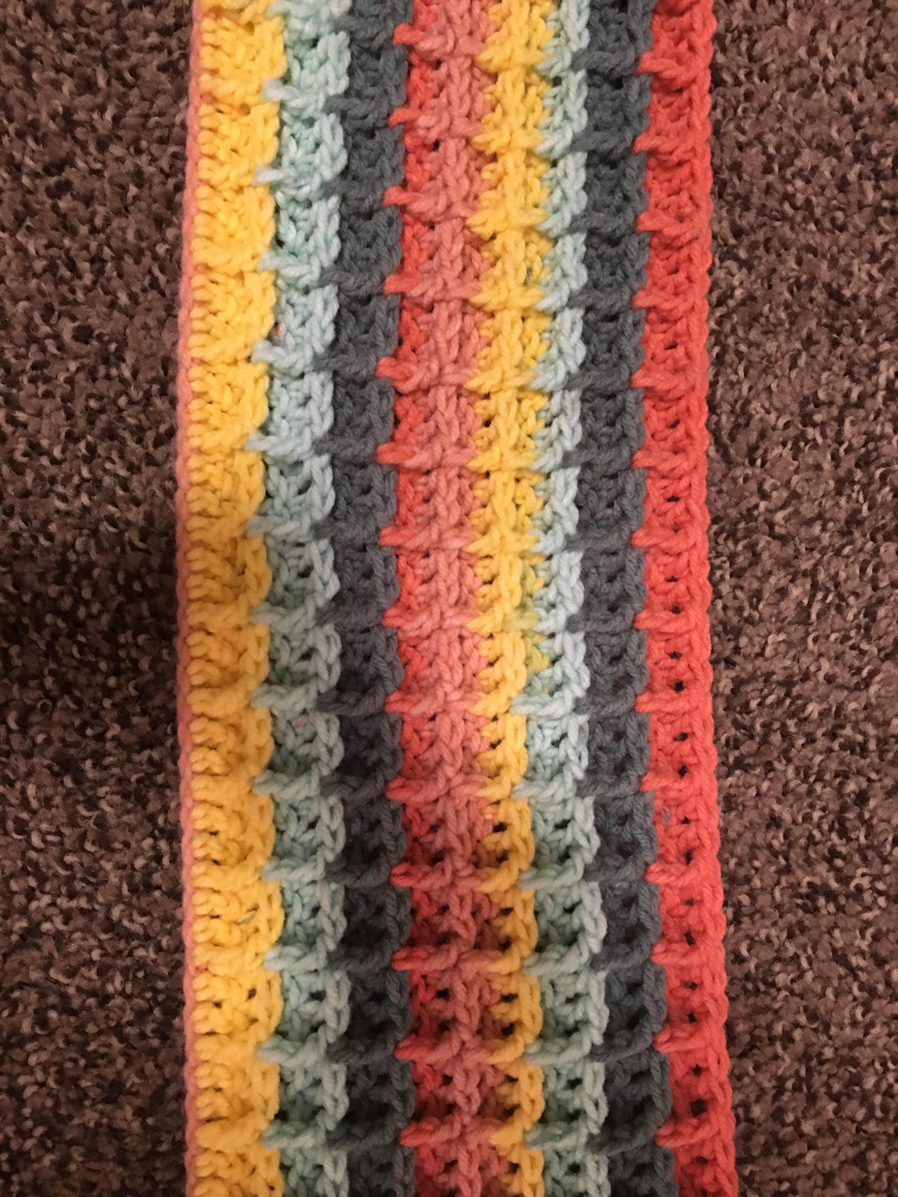 This waffle stitch queen size blanket is going to take a long time and