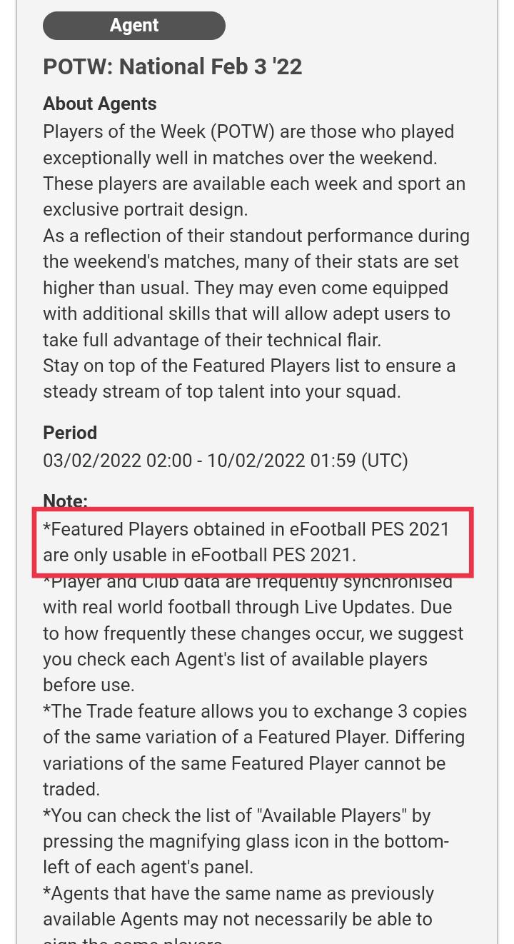 What does that mean? Does it mean that featured players won't be