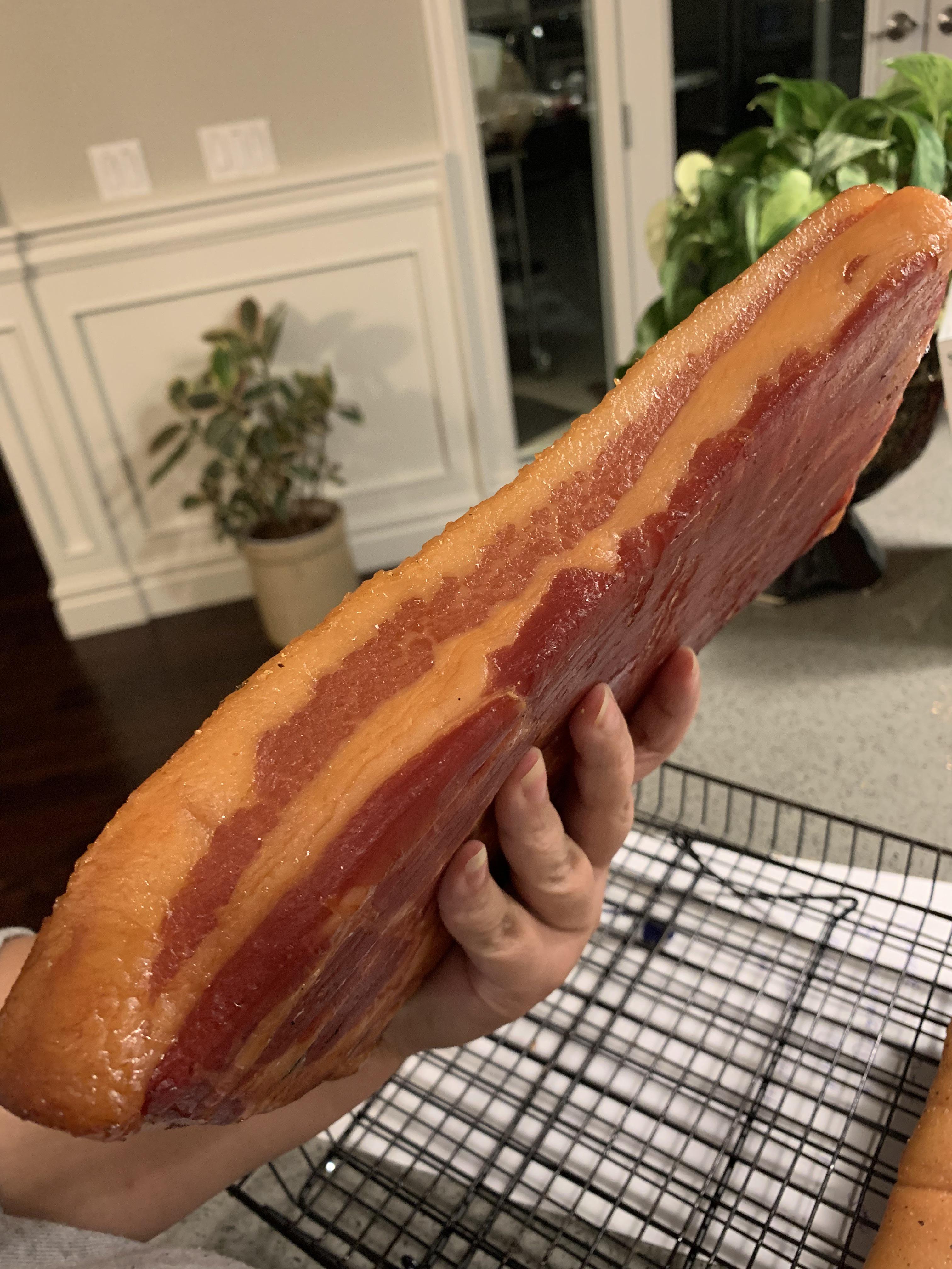 Cold Smoke Bacon 14 hours smoke total, peach and brown sugar flavour