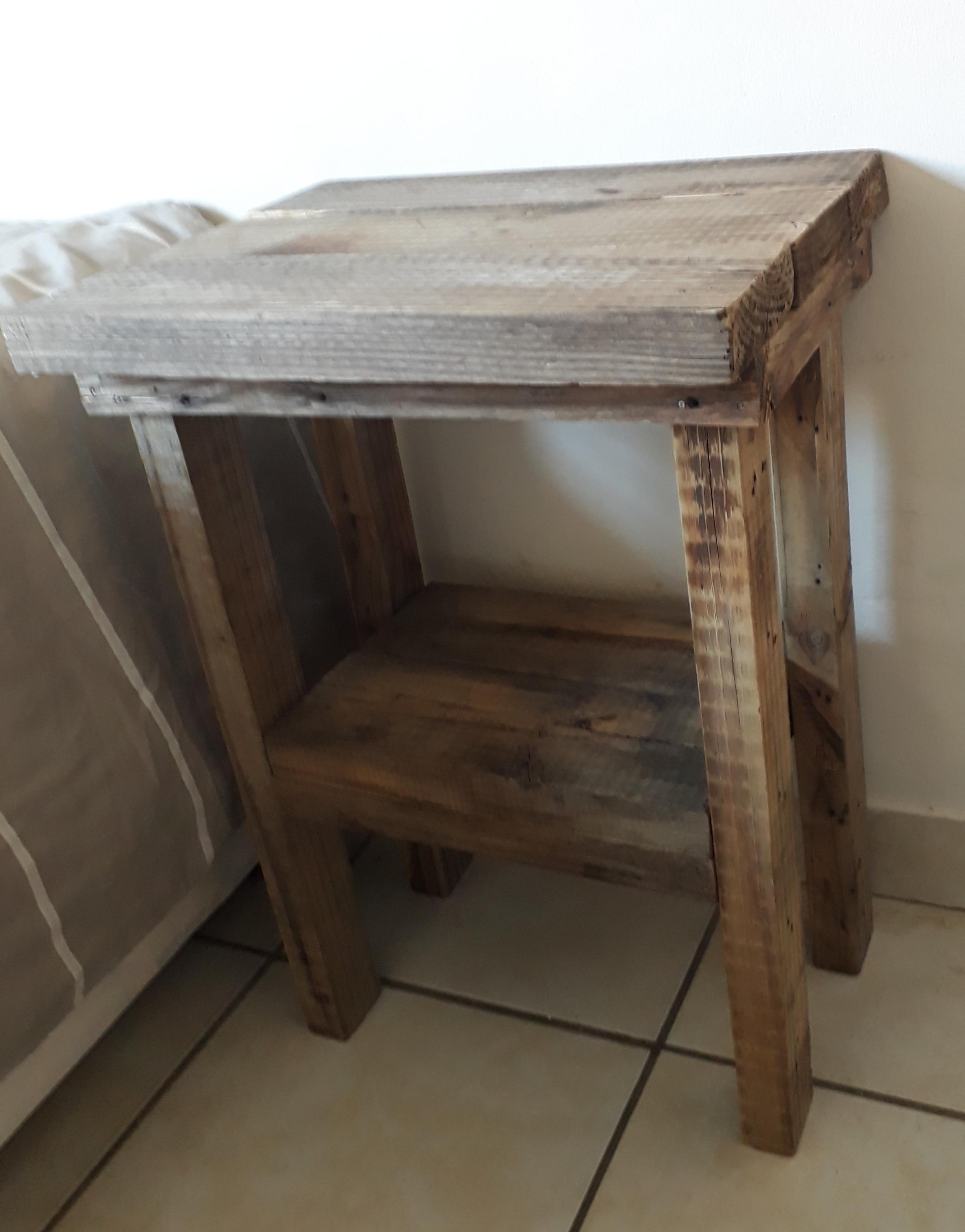 Bedside table I made from scraps of old pallet wood I had lying around