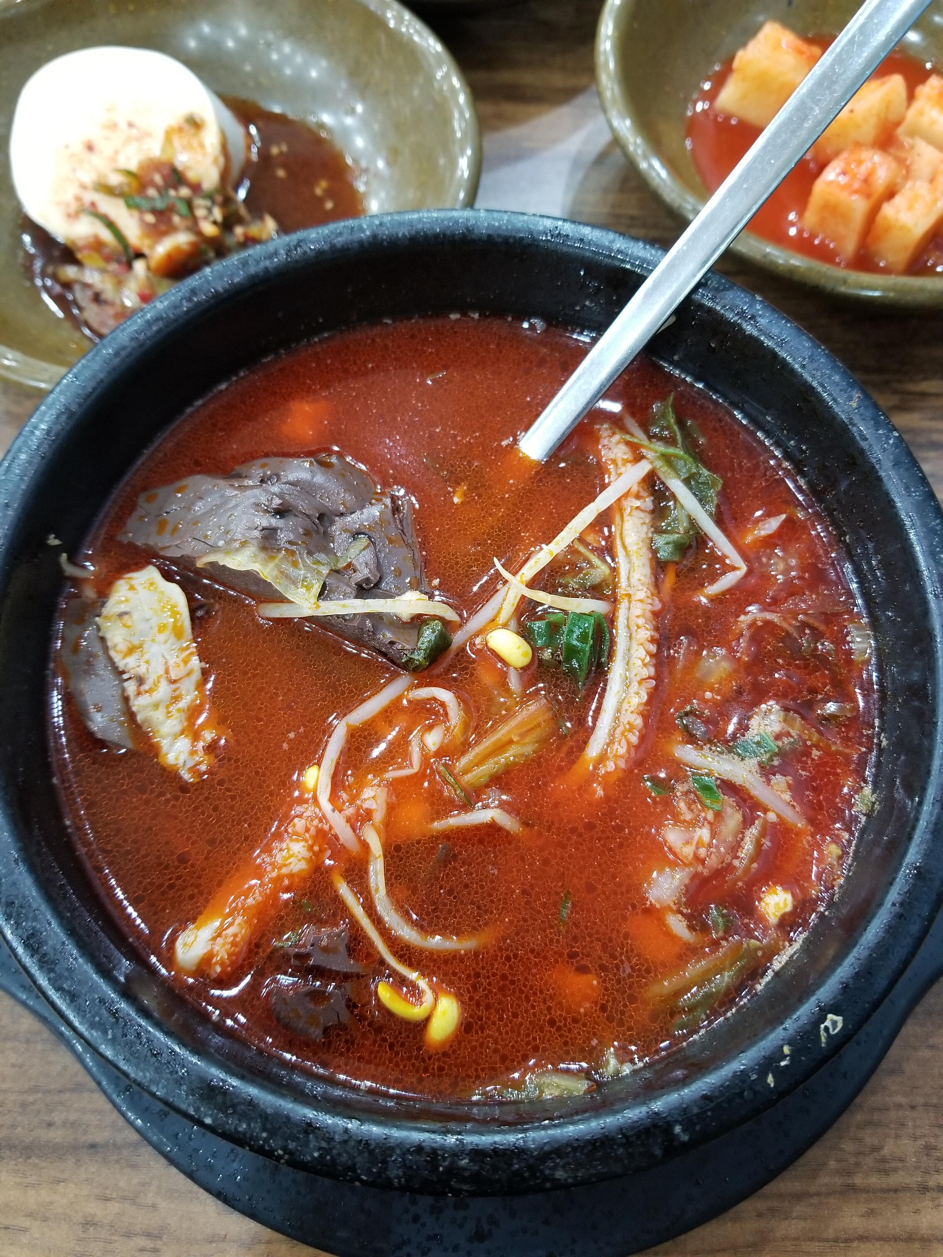 [I ate] Extra Spicy Korean Beef Blood Hangover Soup r/food