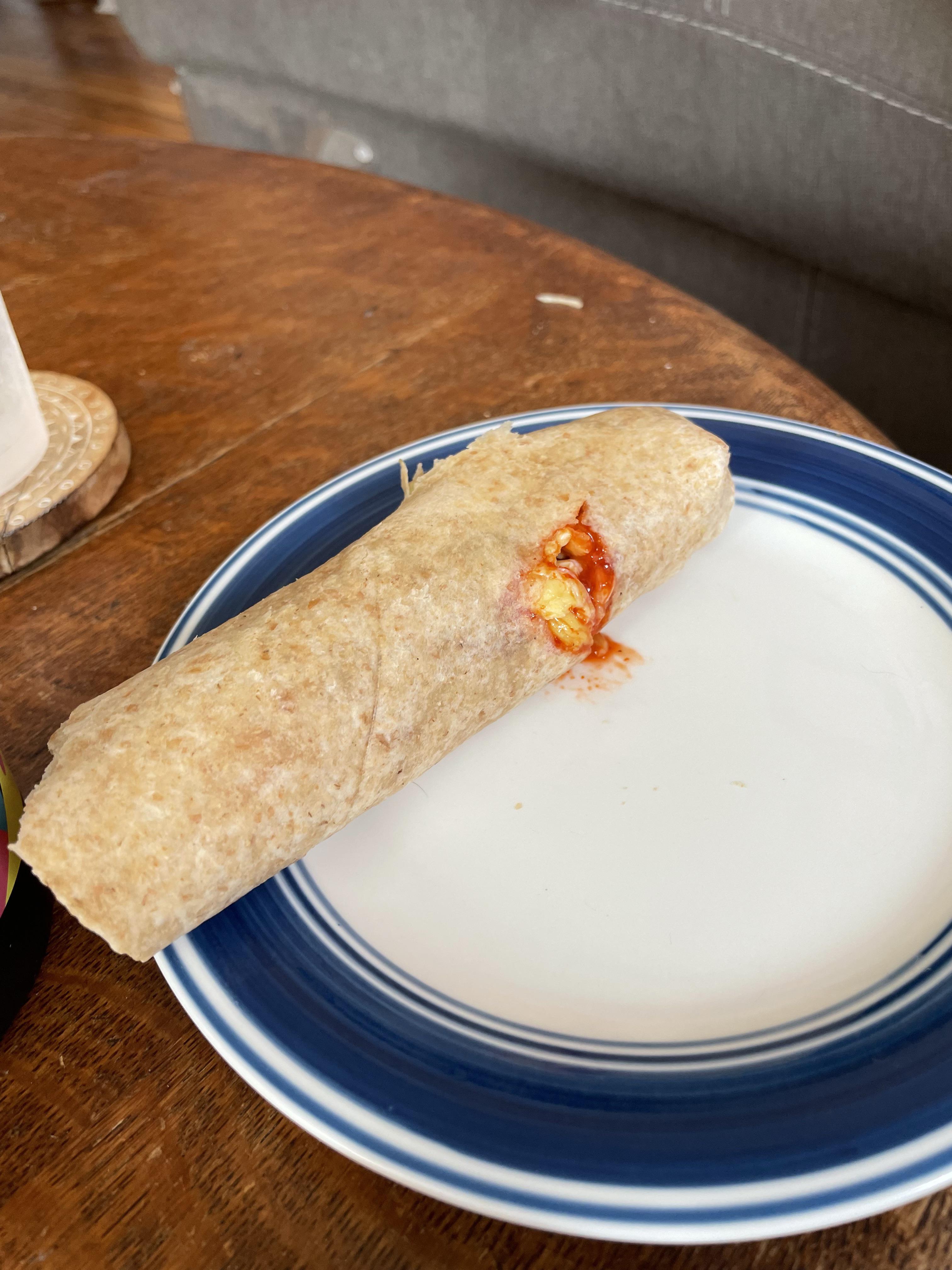 My homemade breakfast burrito had a hole in the tortilla and it looks