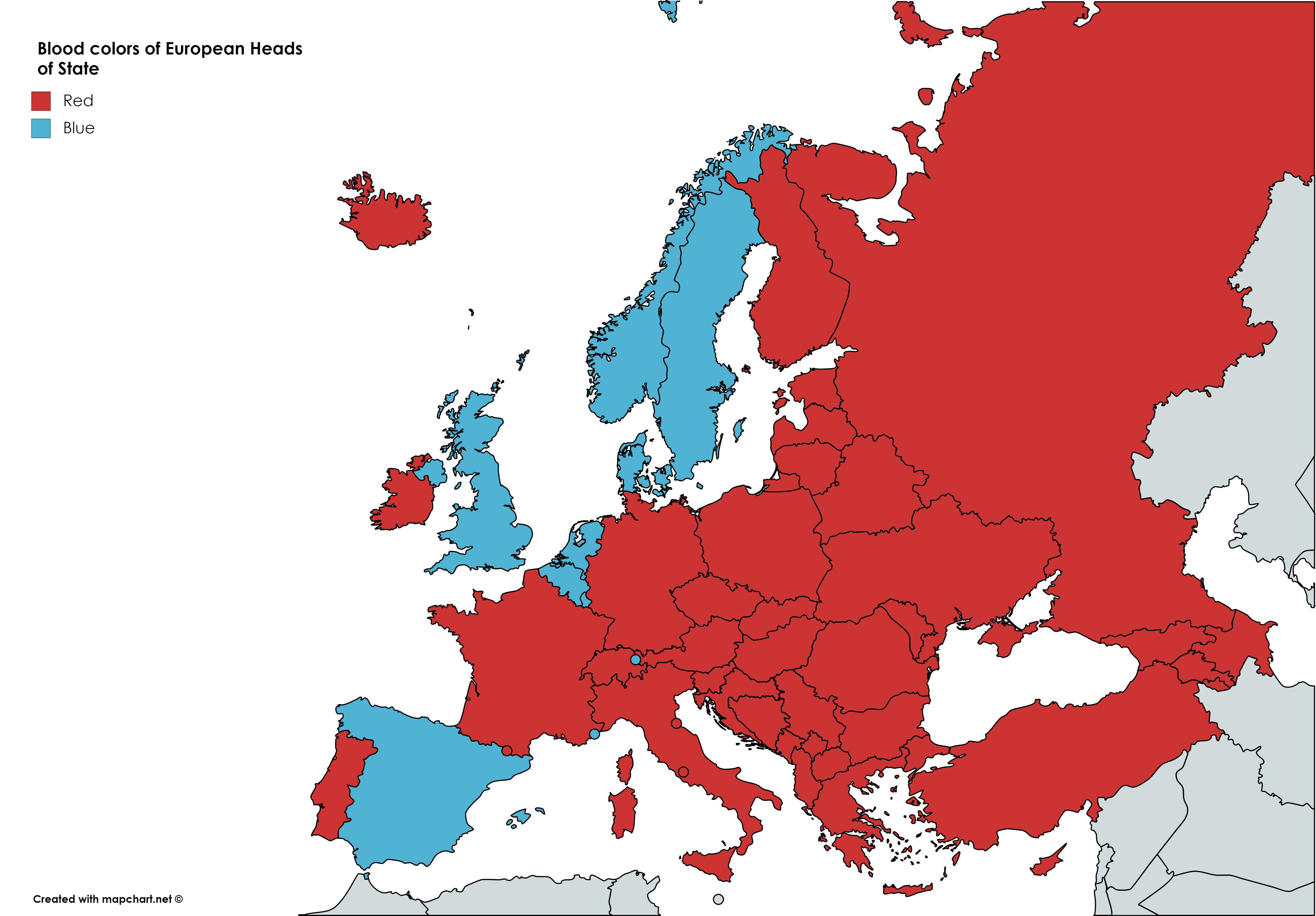 Blood Group Map Europe Blood colors of European Heads of State europe