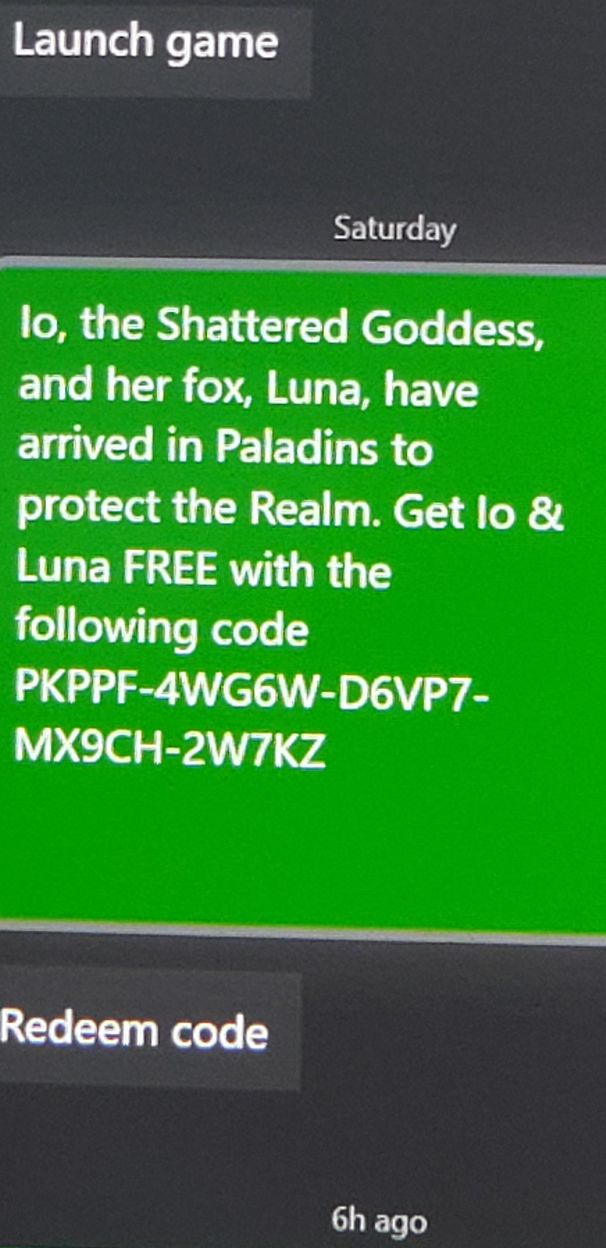 Free paladins code r/xbox