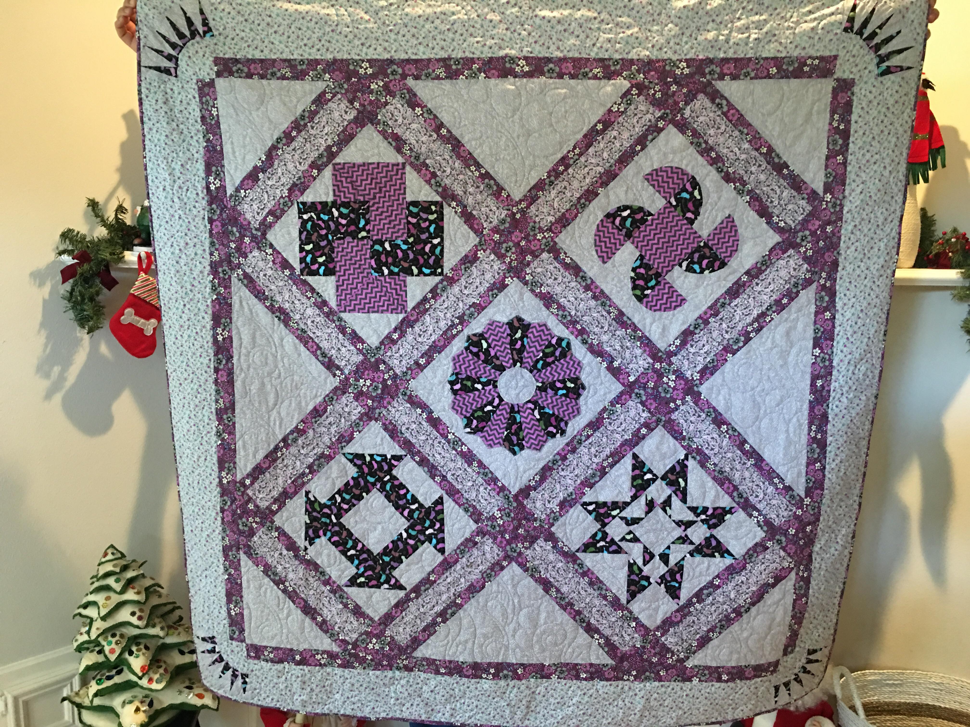 I made this sampler quilt at the quilt shop near my house, it was my