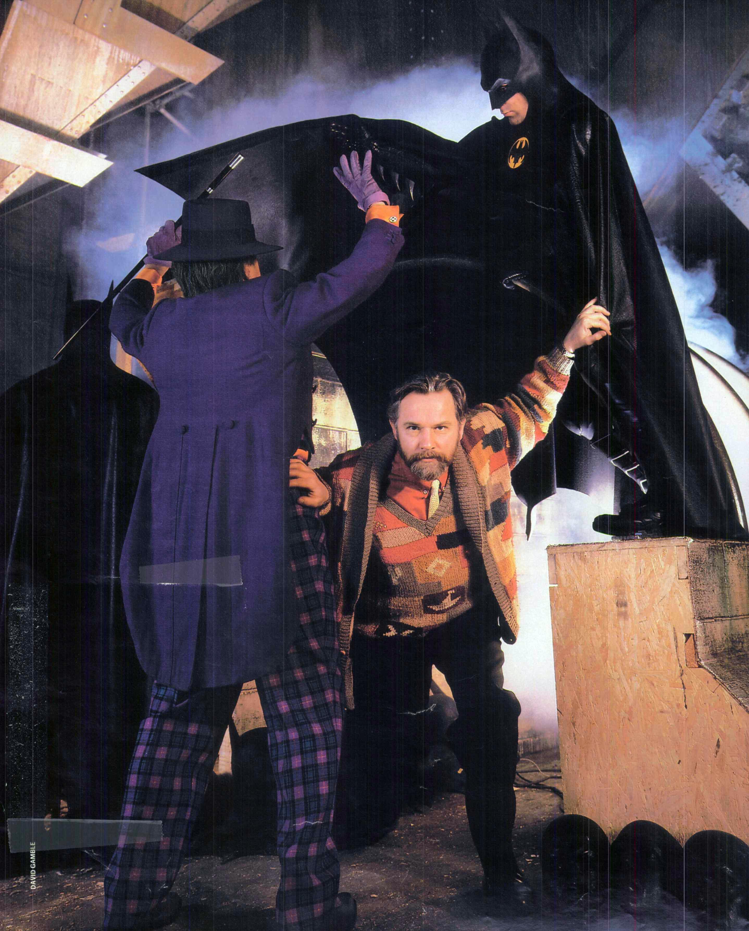 1989 Costume designer Bob Ringwood on the set of Tim Burton's "Batman