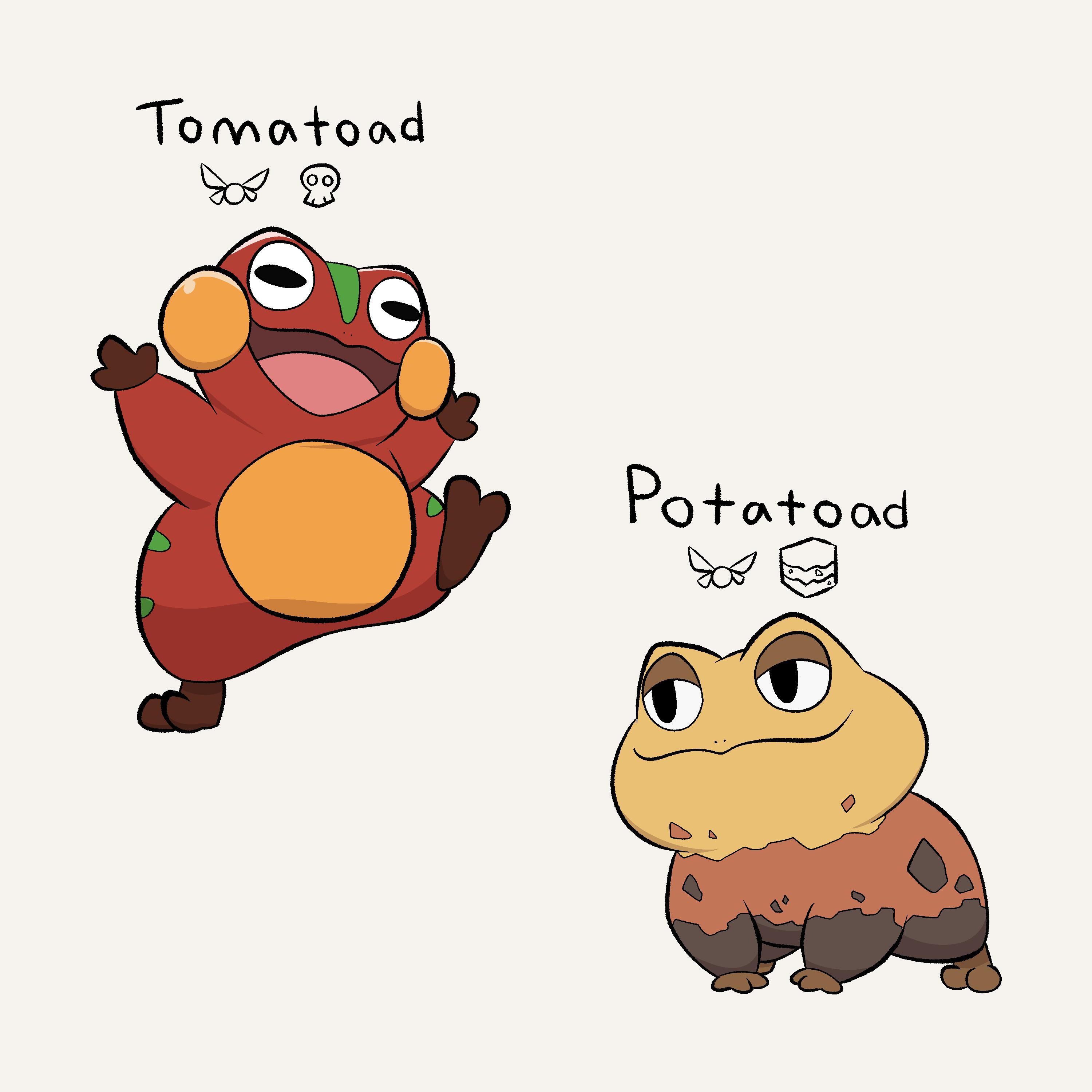 Tomato frog and potato fairy frog. r/fakemon