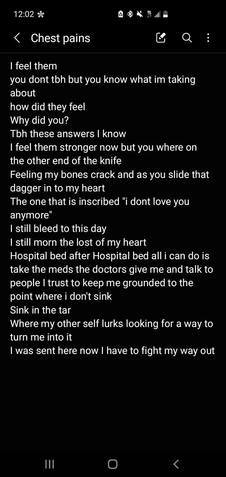 Chest pains and tar r/Poem