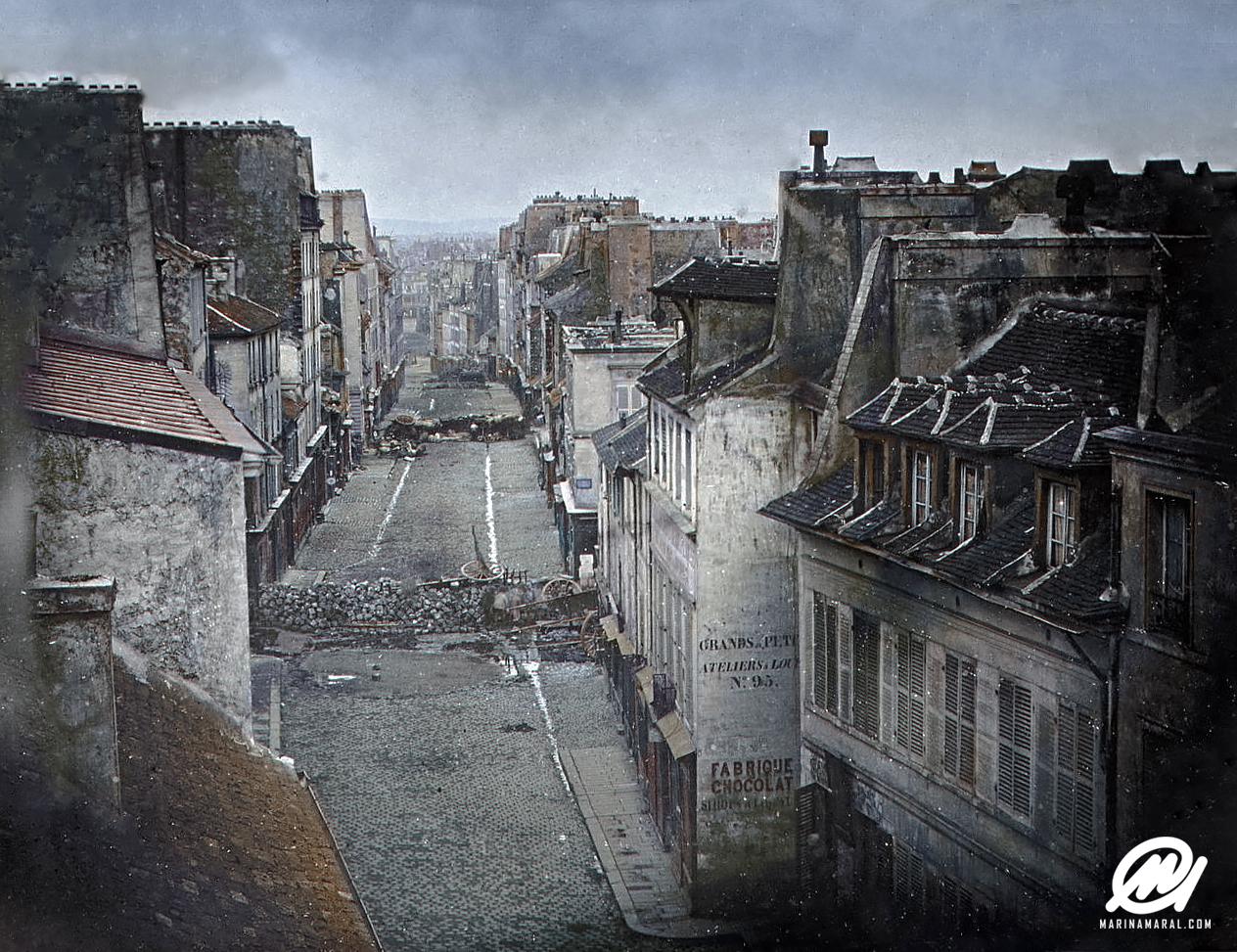 Paris street in the June Days Uprising, Rue SaintMaur, June 25, 1848