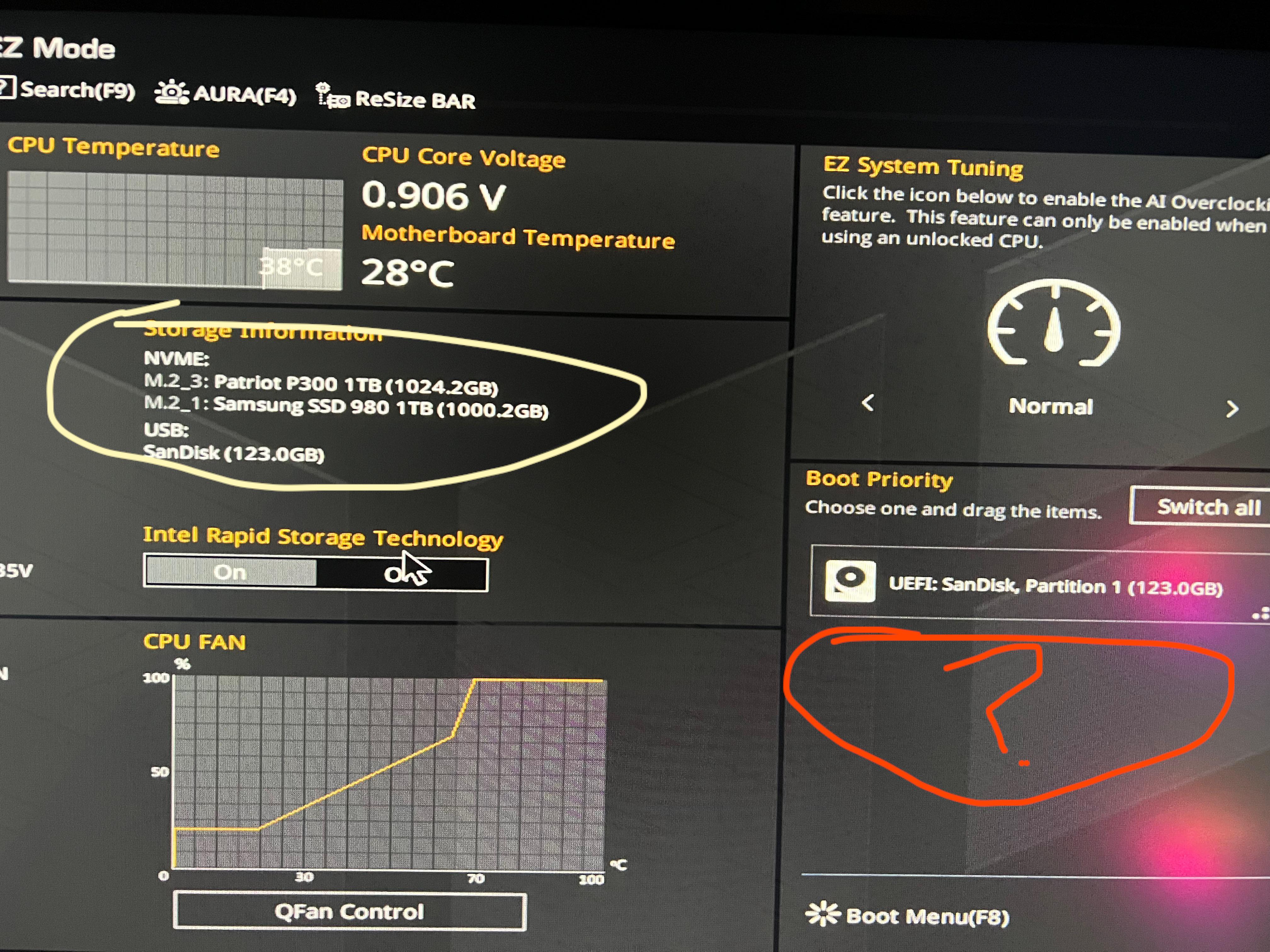 Help. New build, Asus mobo detects both of my SSDs in storage