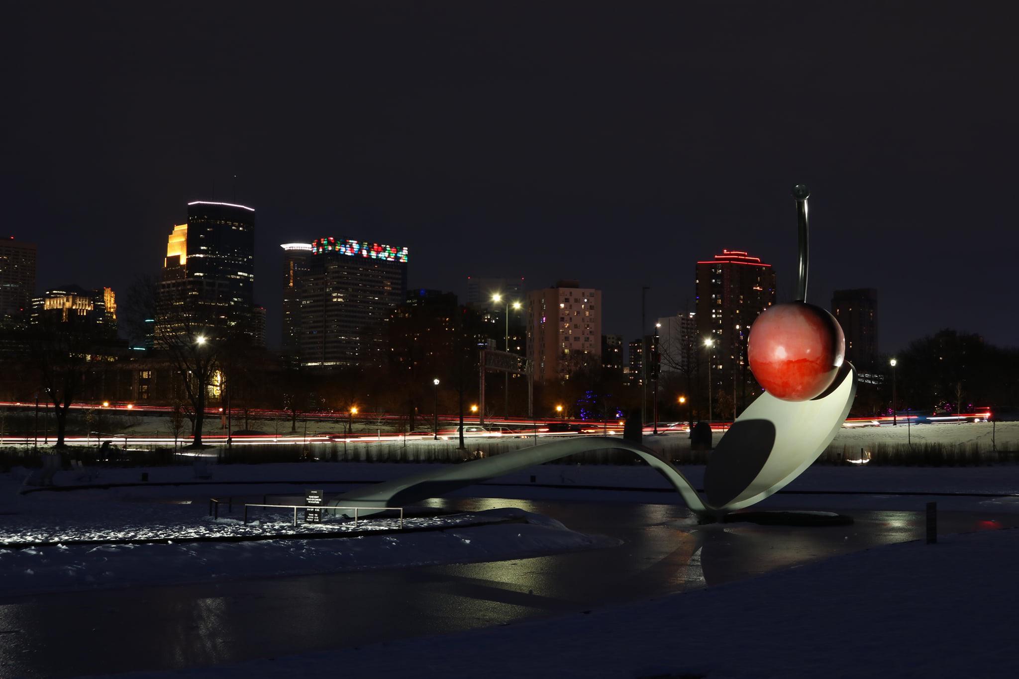Sculpture Garden at night. r/Minneapolis