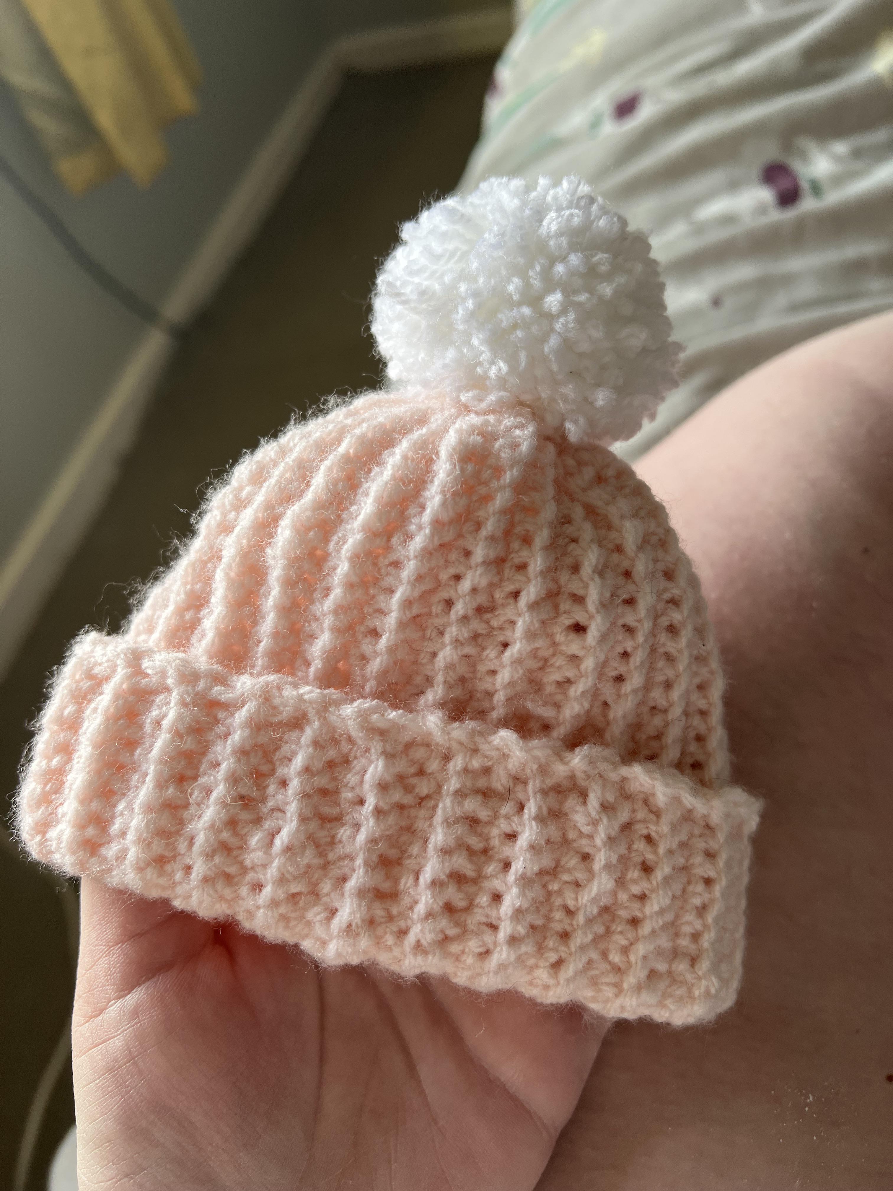 My first ever crochet project! A baby bobble hat for baby 2 due