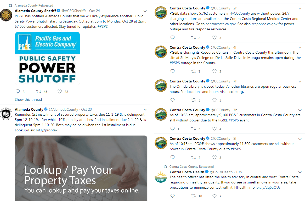 During a blackout, Alameda County Twitter reminds us to pay property