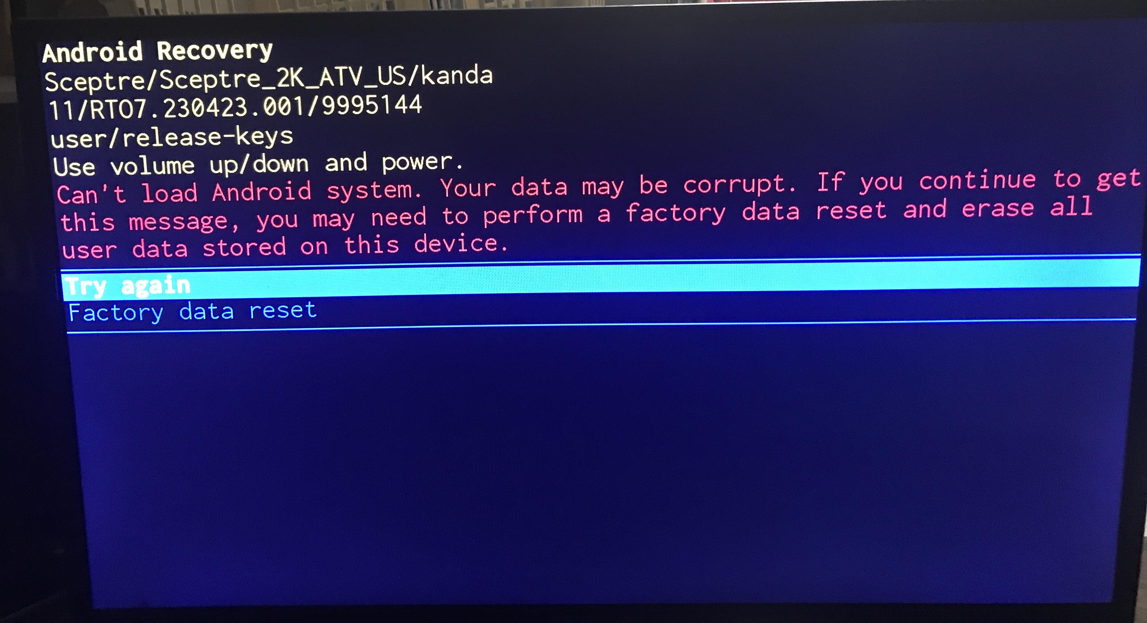Android tv is stuck on recovery screen r/AndroidTV