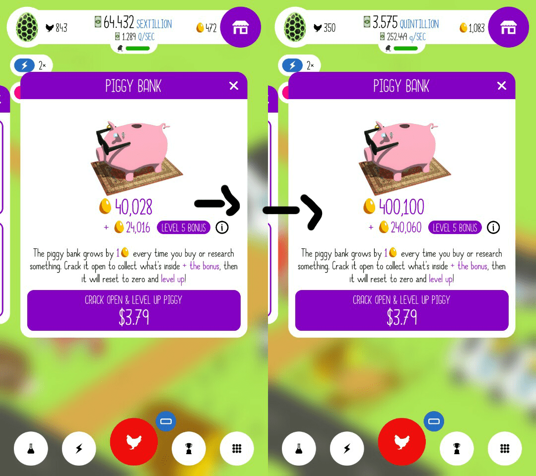 Today was a good day (double piggy bank event) : r/EggsInc
