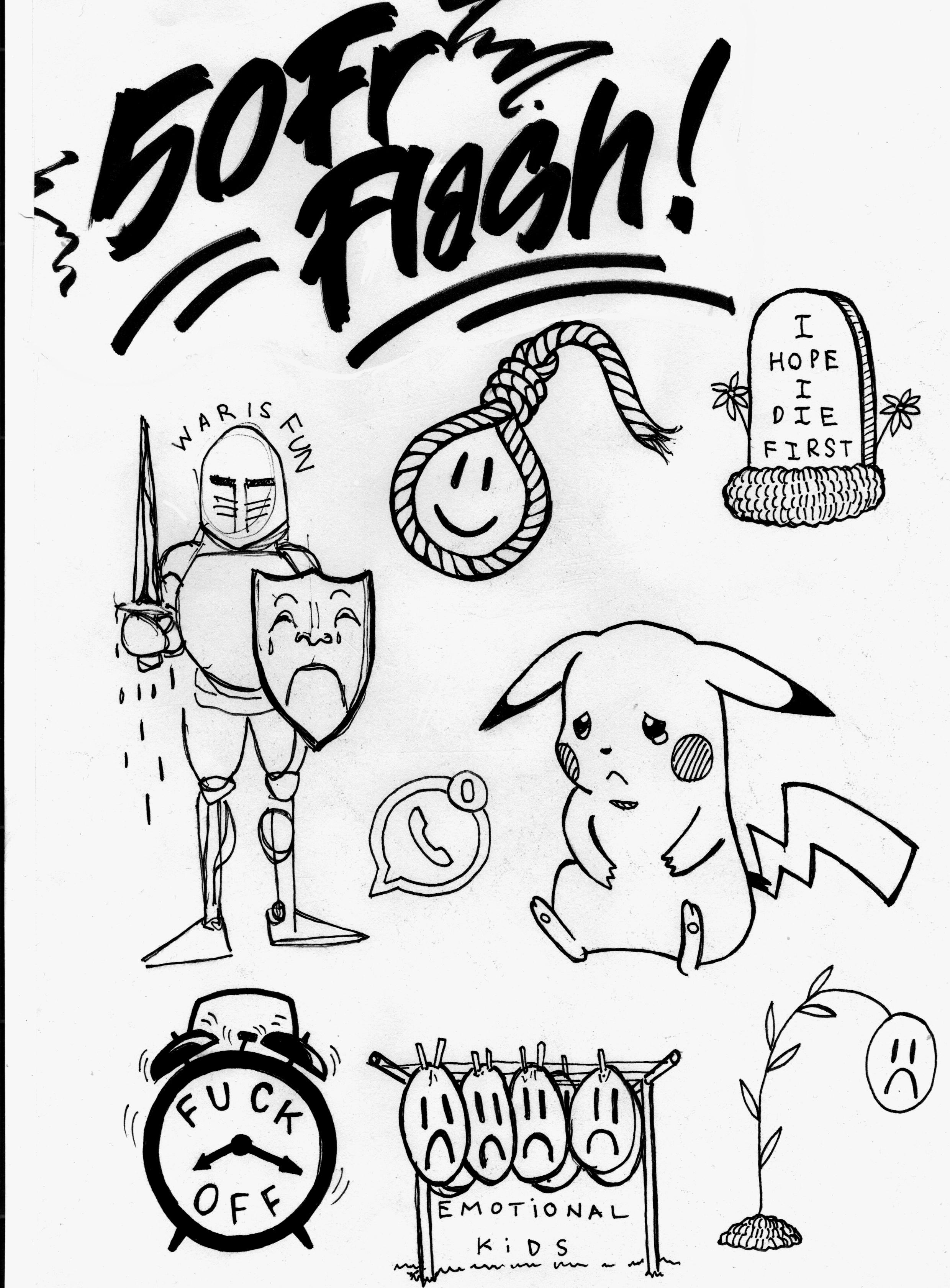 Happy tattoo flash sheet, which one is your favourite? drawing
