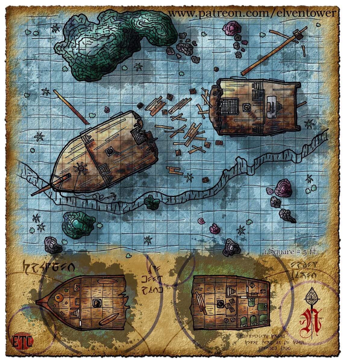 Sunken ship map D r/imaginarymaps