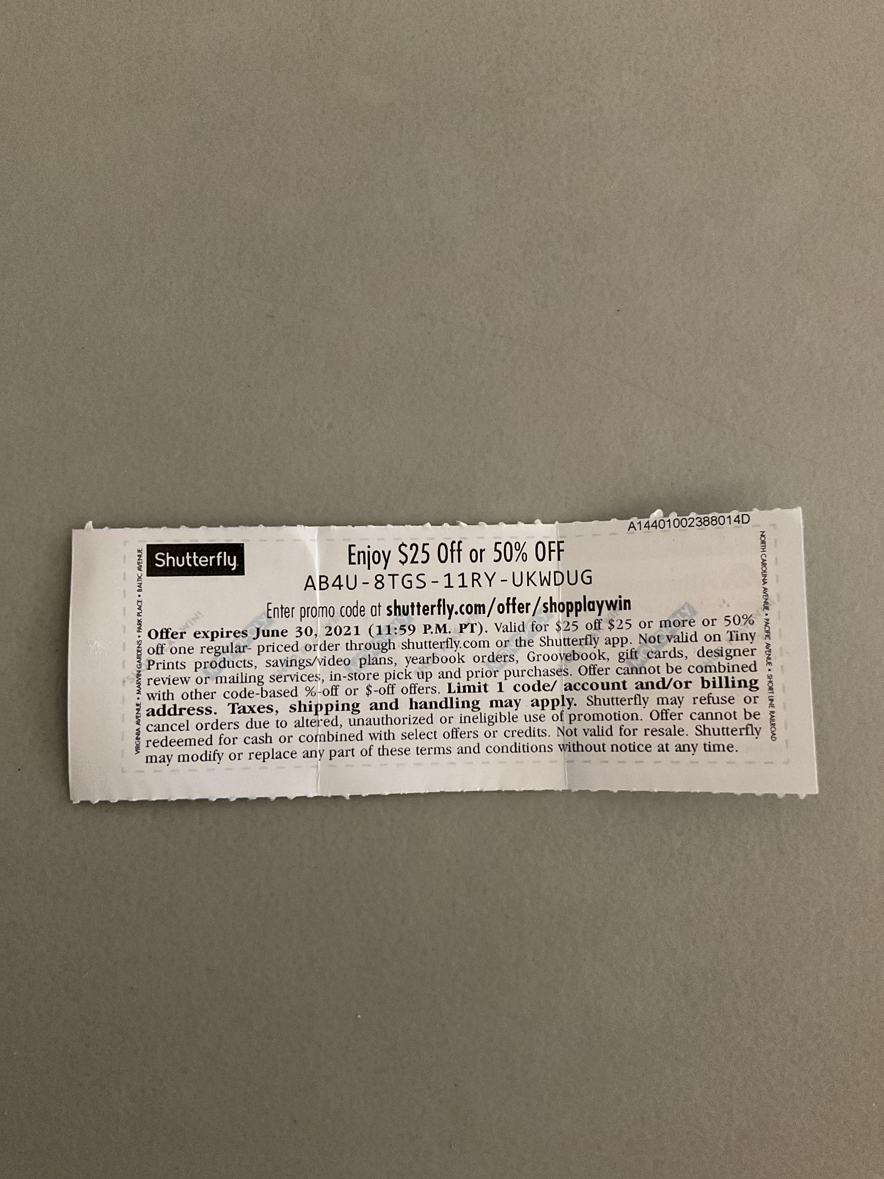 Shutterfly Code r/SingleUseCodes