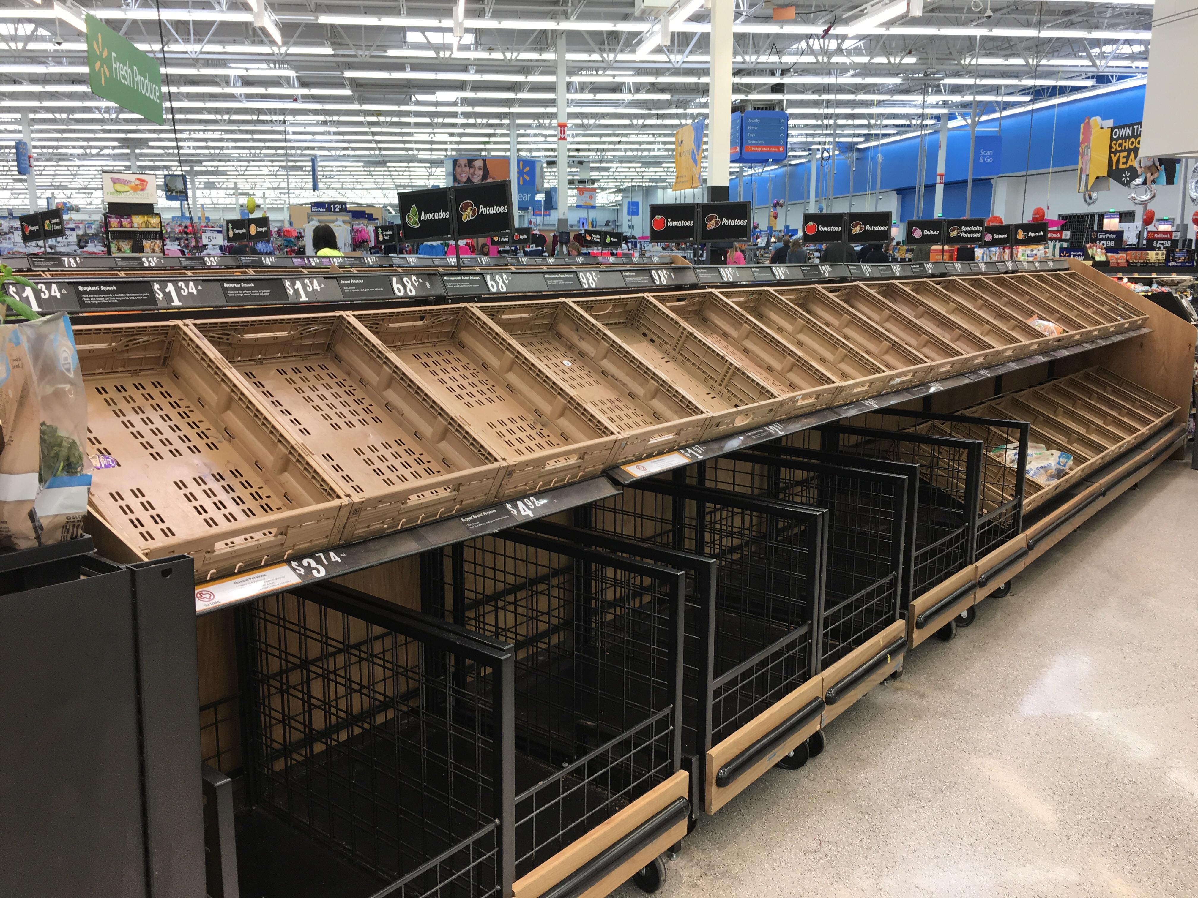 The produce section at my Walmart after Hurricane Harvey r/walmart
