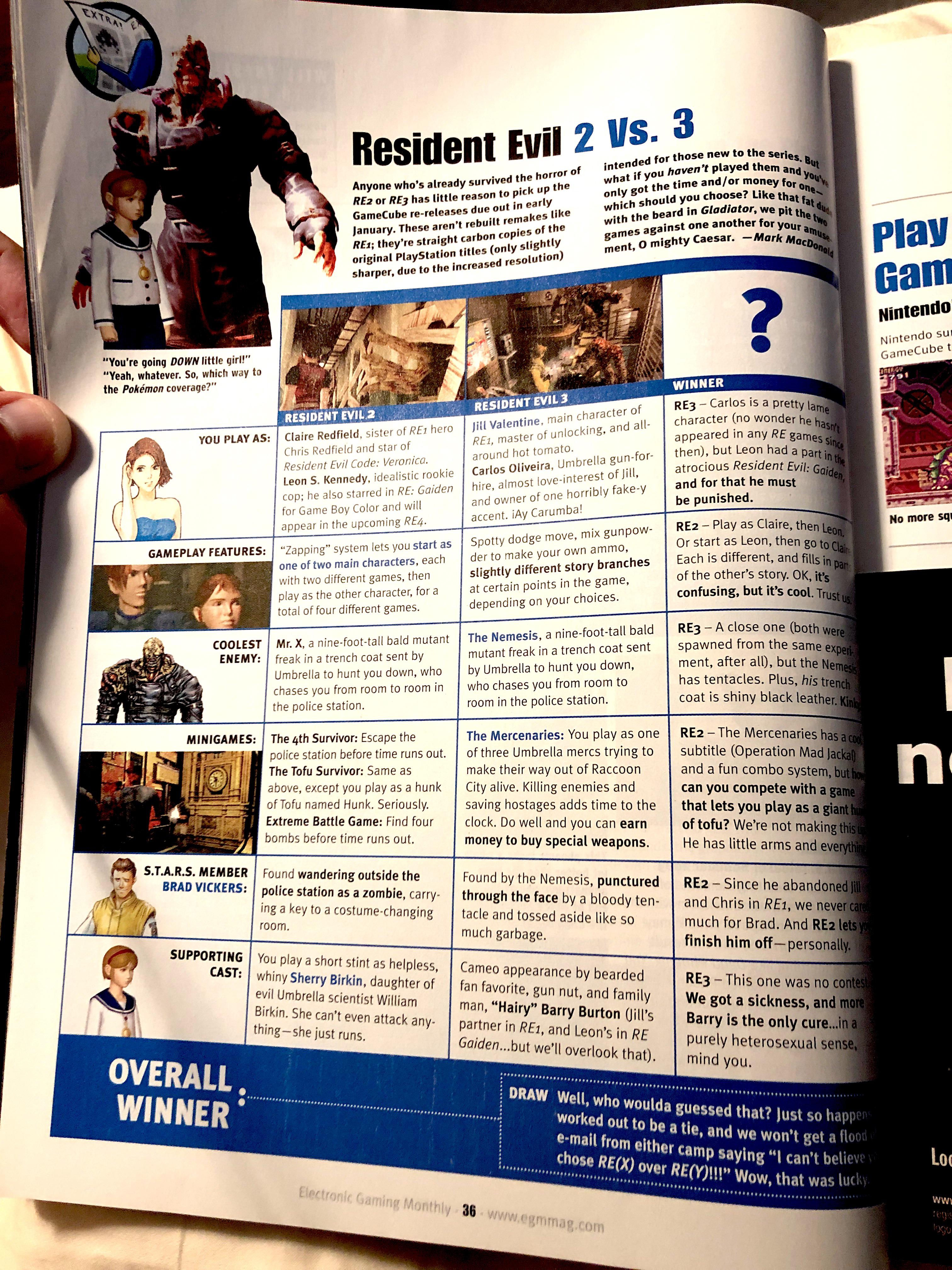 RE2 vs RE3 Throwback to the February 2003 issue of Electronic Gaming