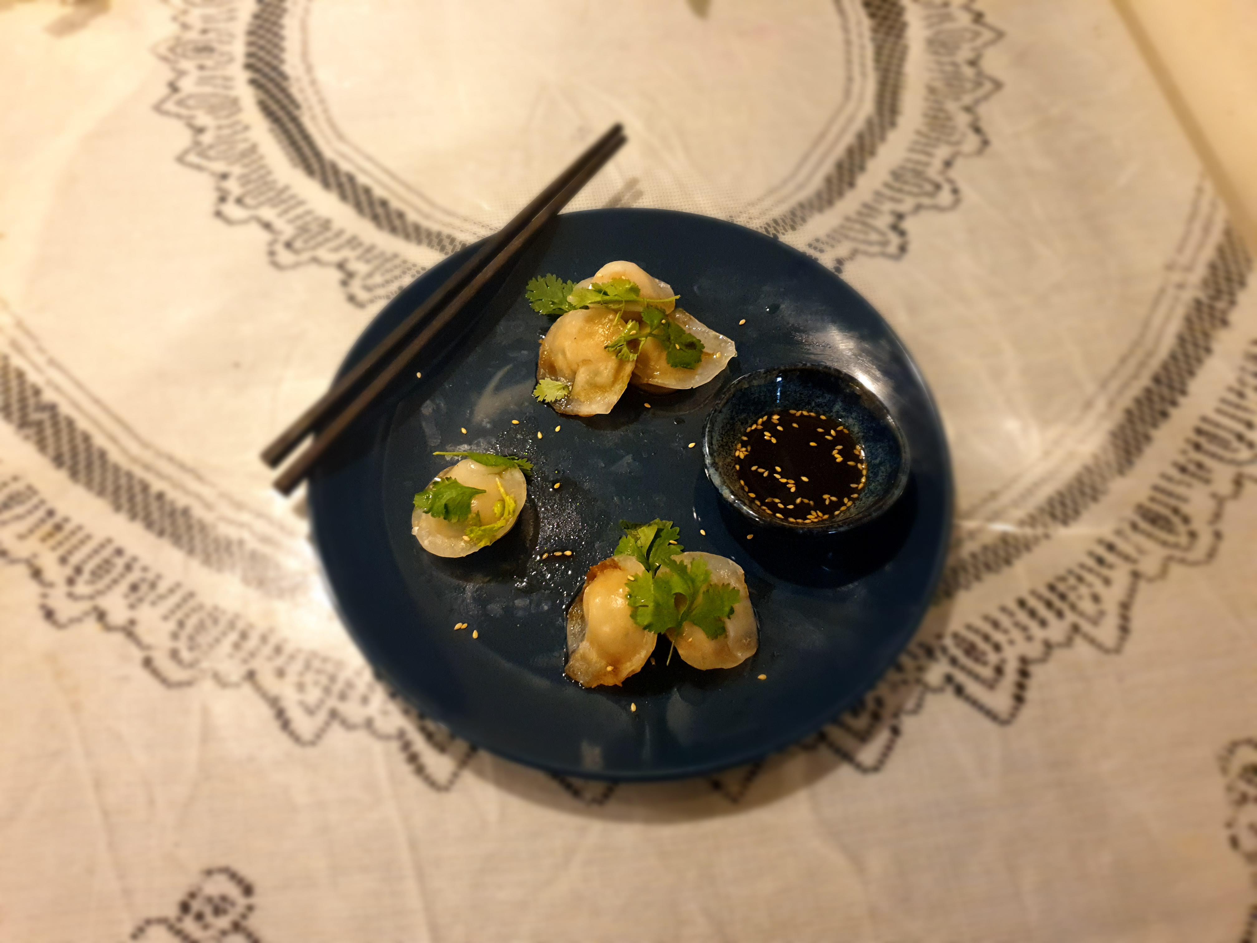 Chicken and coriander crystal dumplings with spiced vinegar r/Dumplings