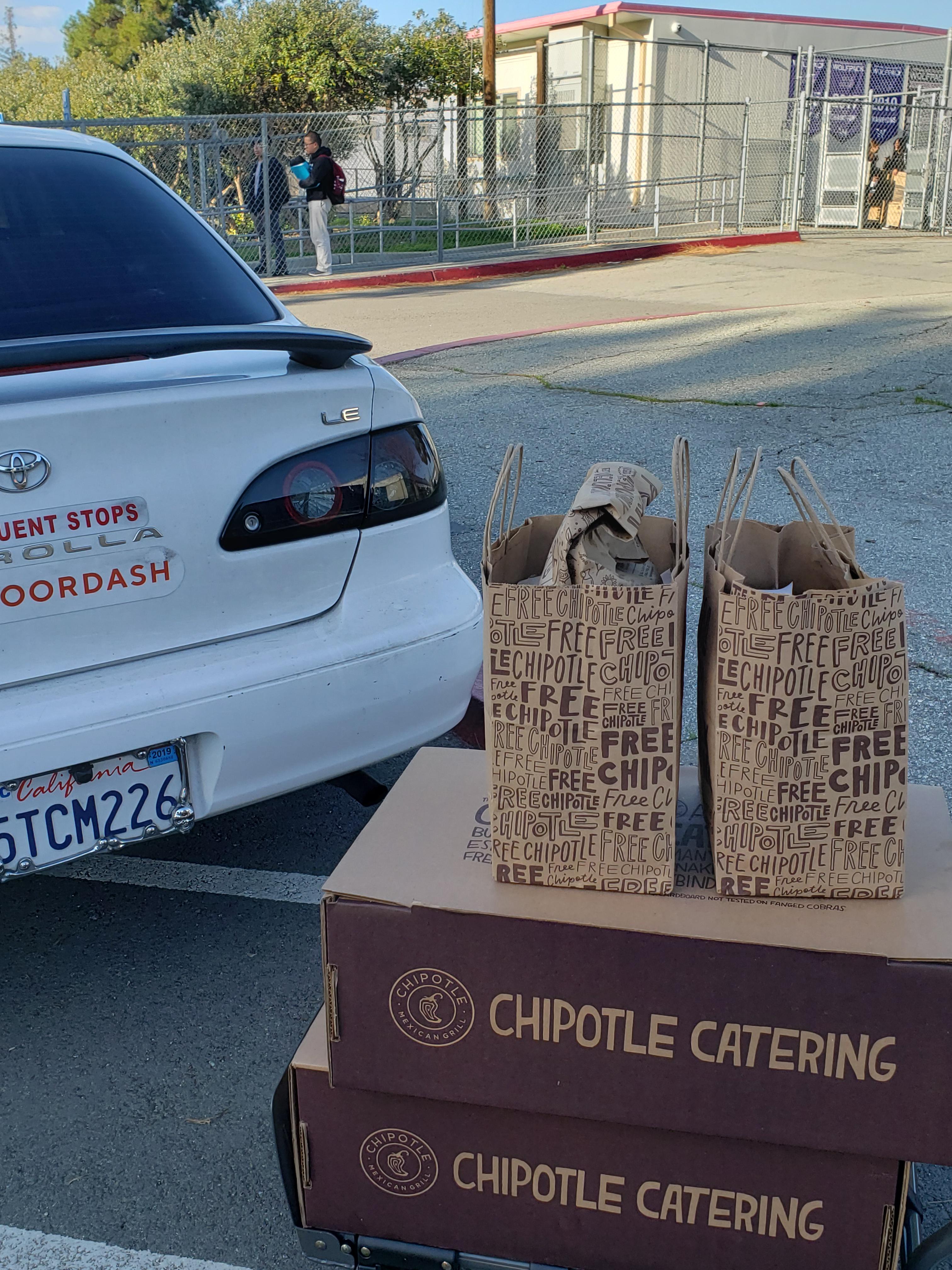 Just dropped off 500 dollars worth of chipotle to independence high