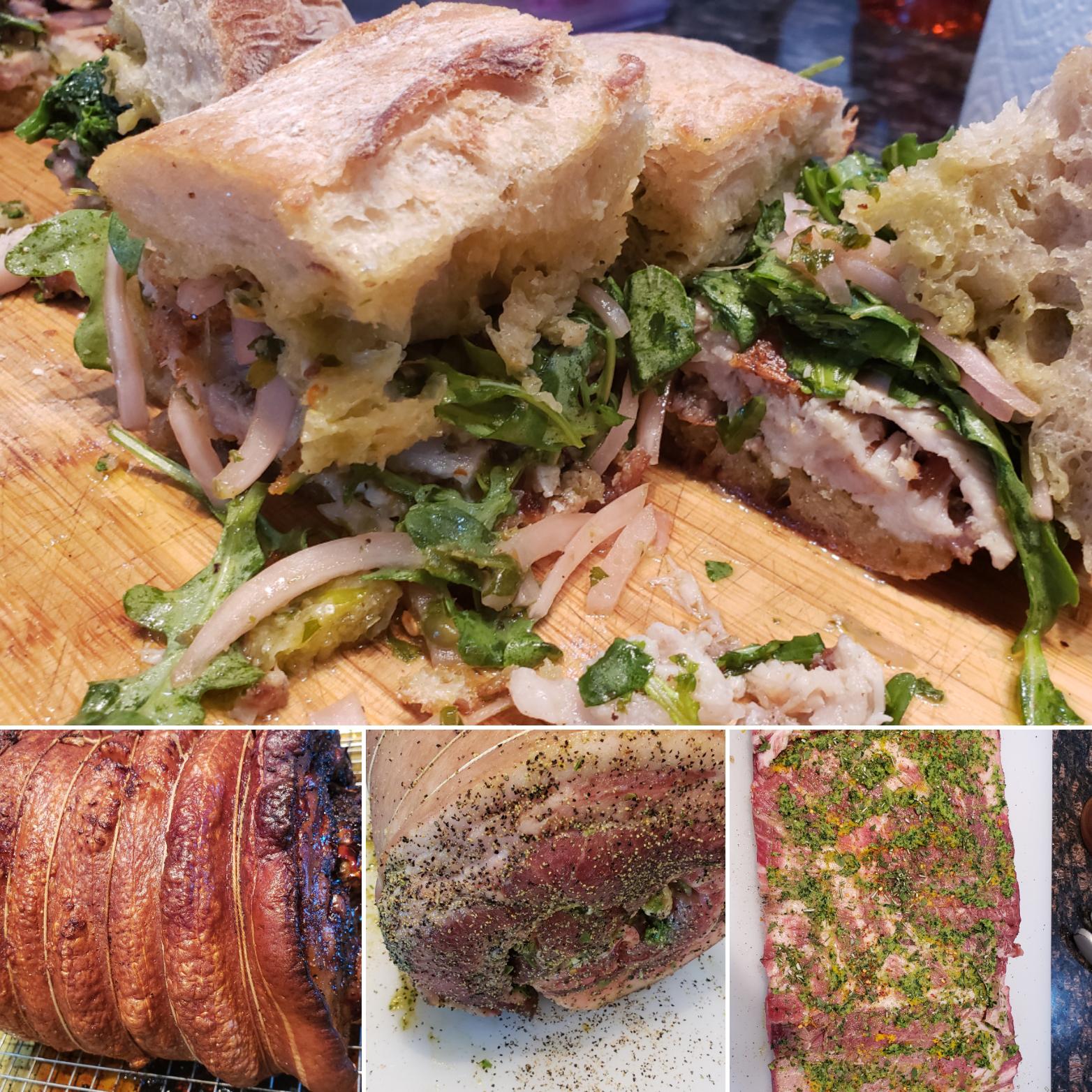 My 4th try making Porchetta sandwich from scratch! Finally got the skin