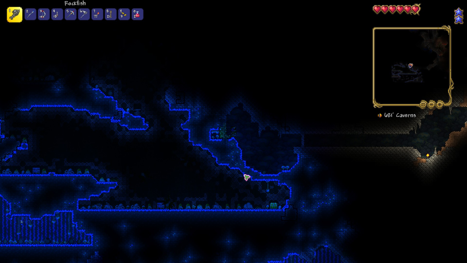 Unusual Spider Cave inside Mushroom Biome With Water Chests r/Terraria