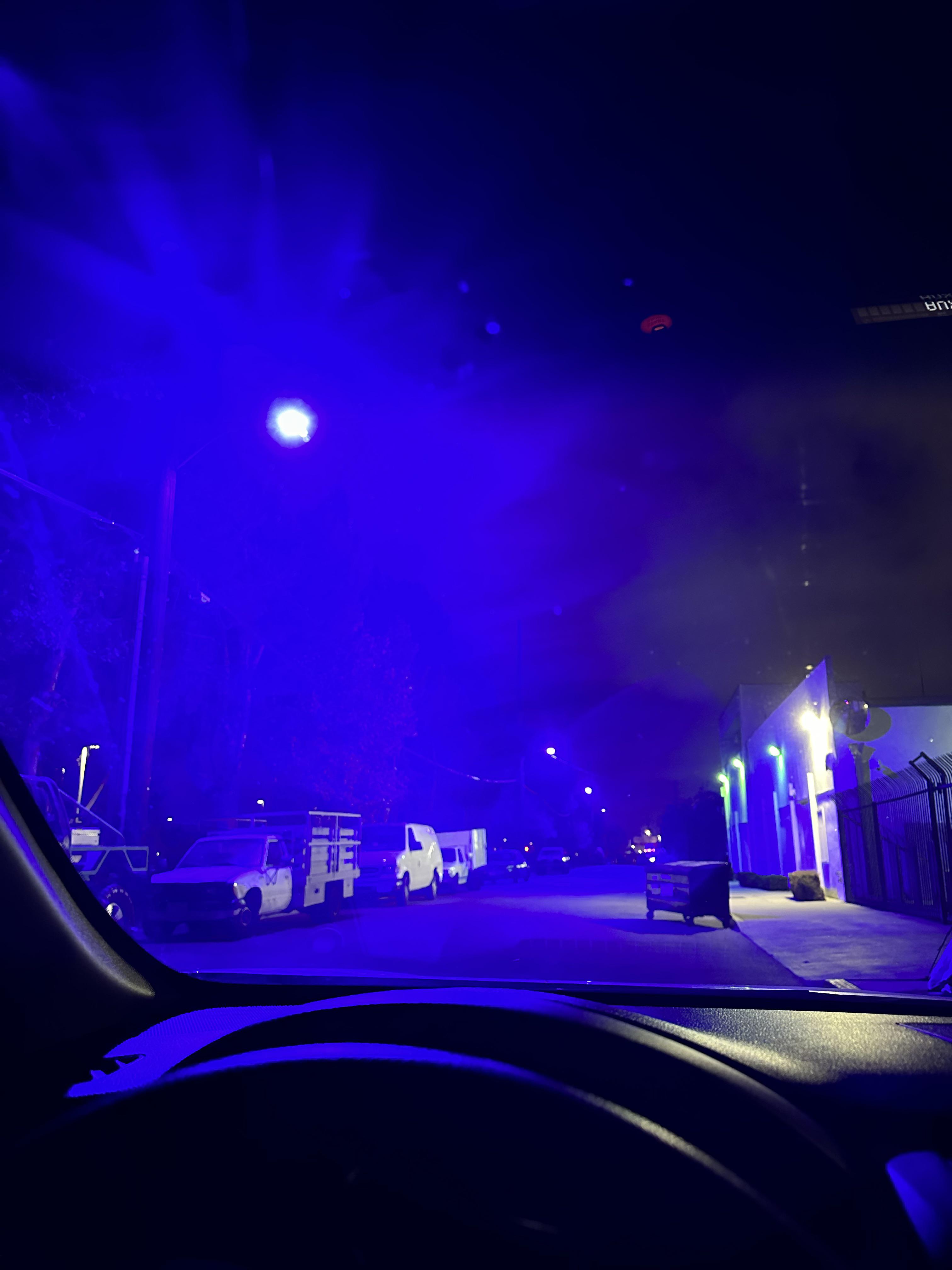 Blue Street lights in the hood. Van Nuys, CA r/mildlyinteresting