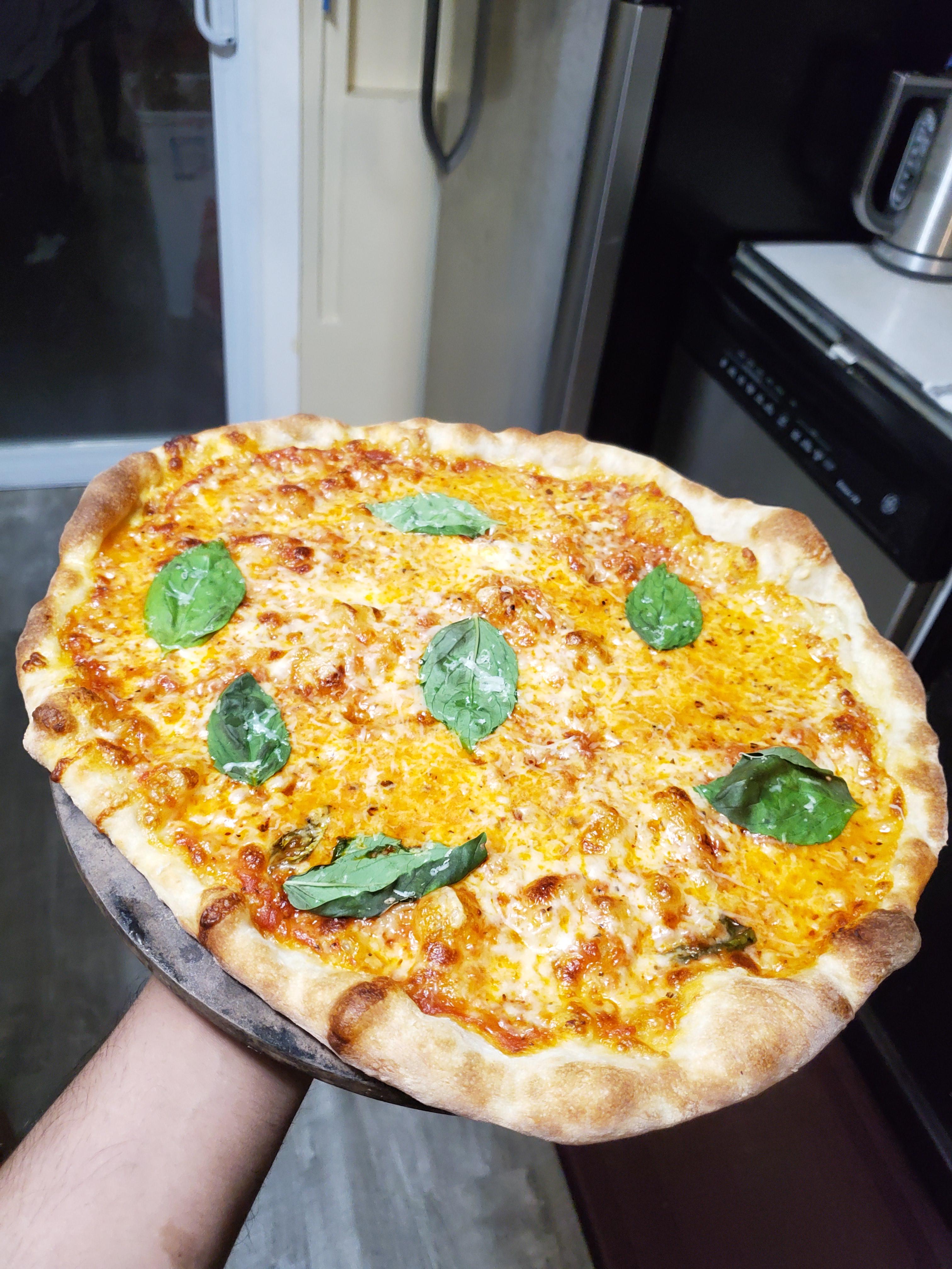 1st attempt with Kenji's NY dough recipe and baking steel r/Pizza