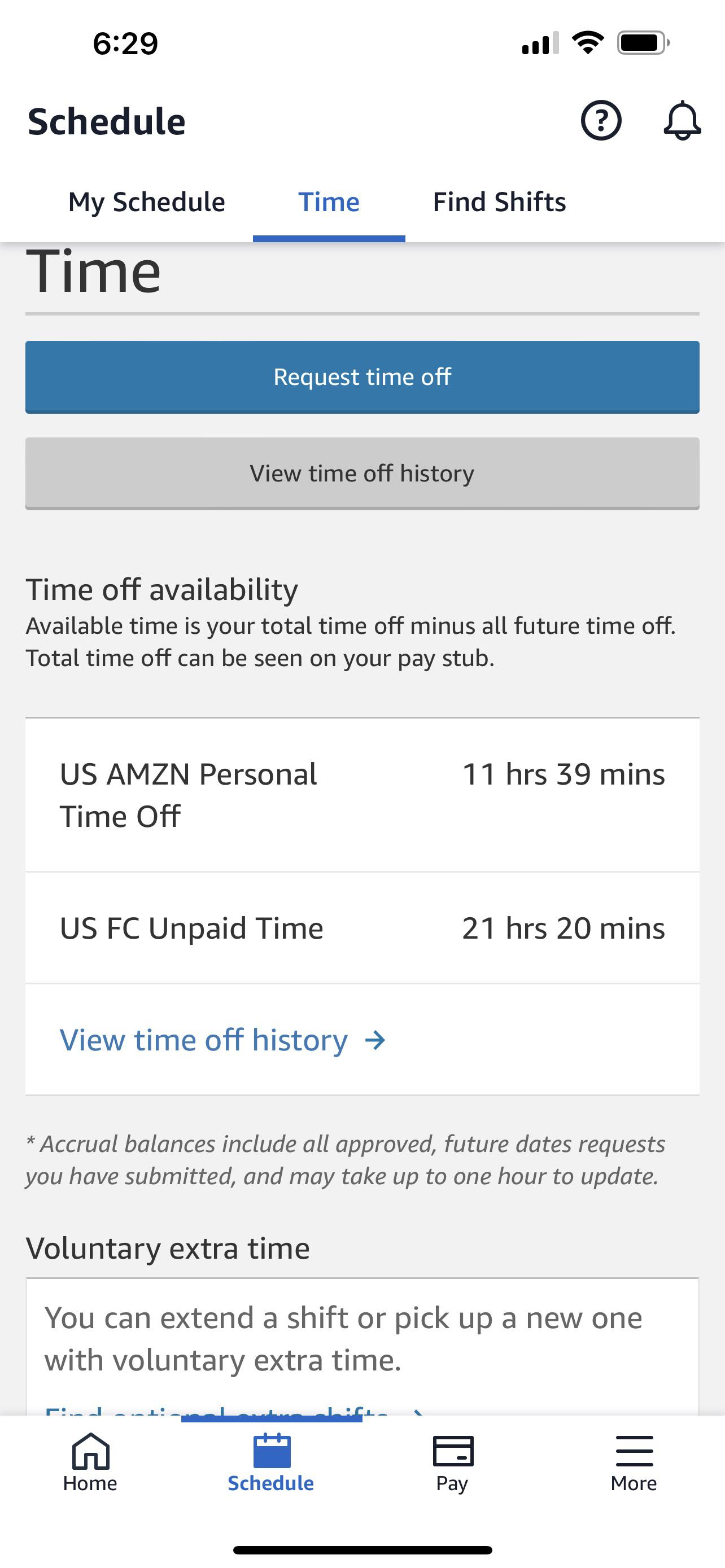 Where is my have vacation time? Is it because I work part time r/AmazonDS