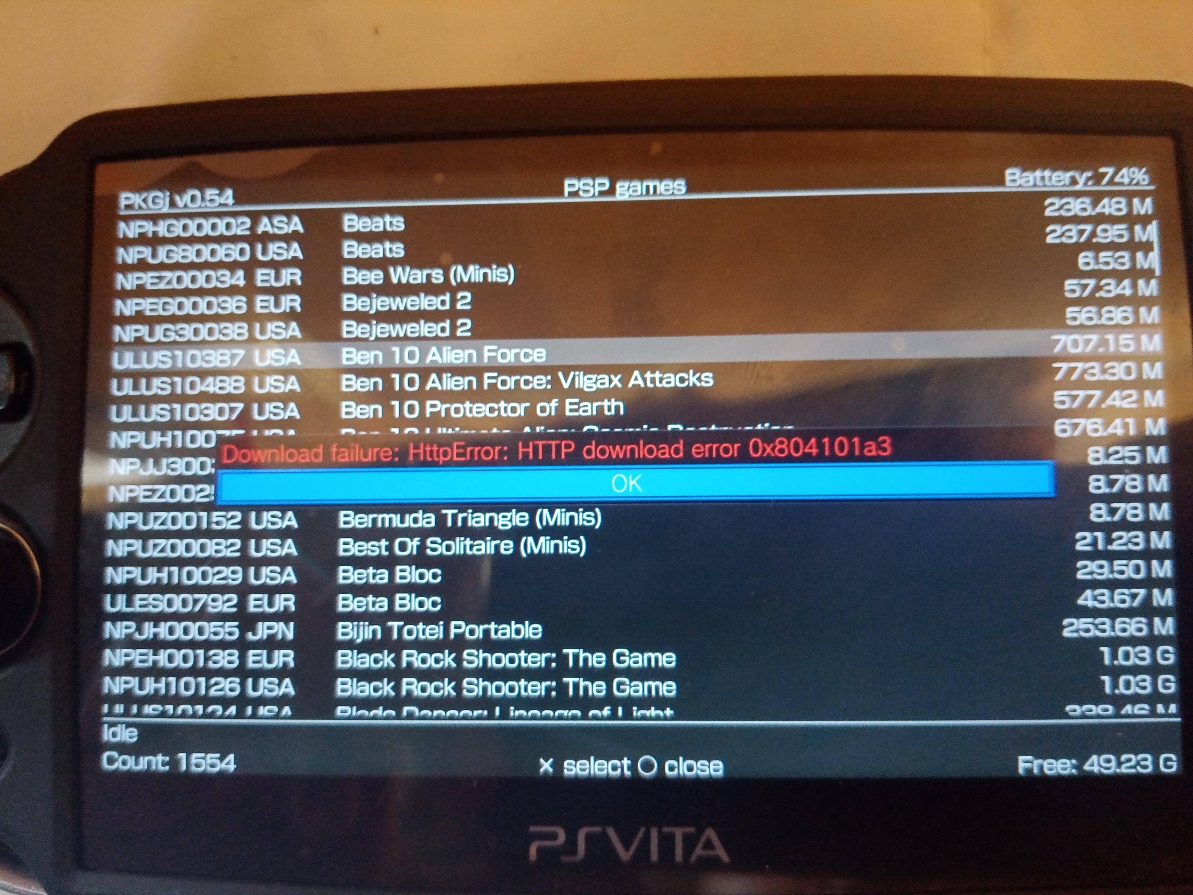 Pkgj Error 0x804101a3 It usually happens to me with very "heavy" games