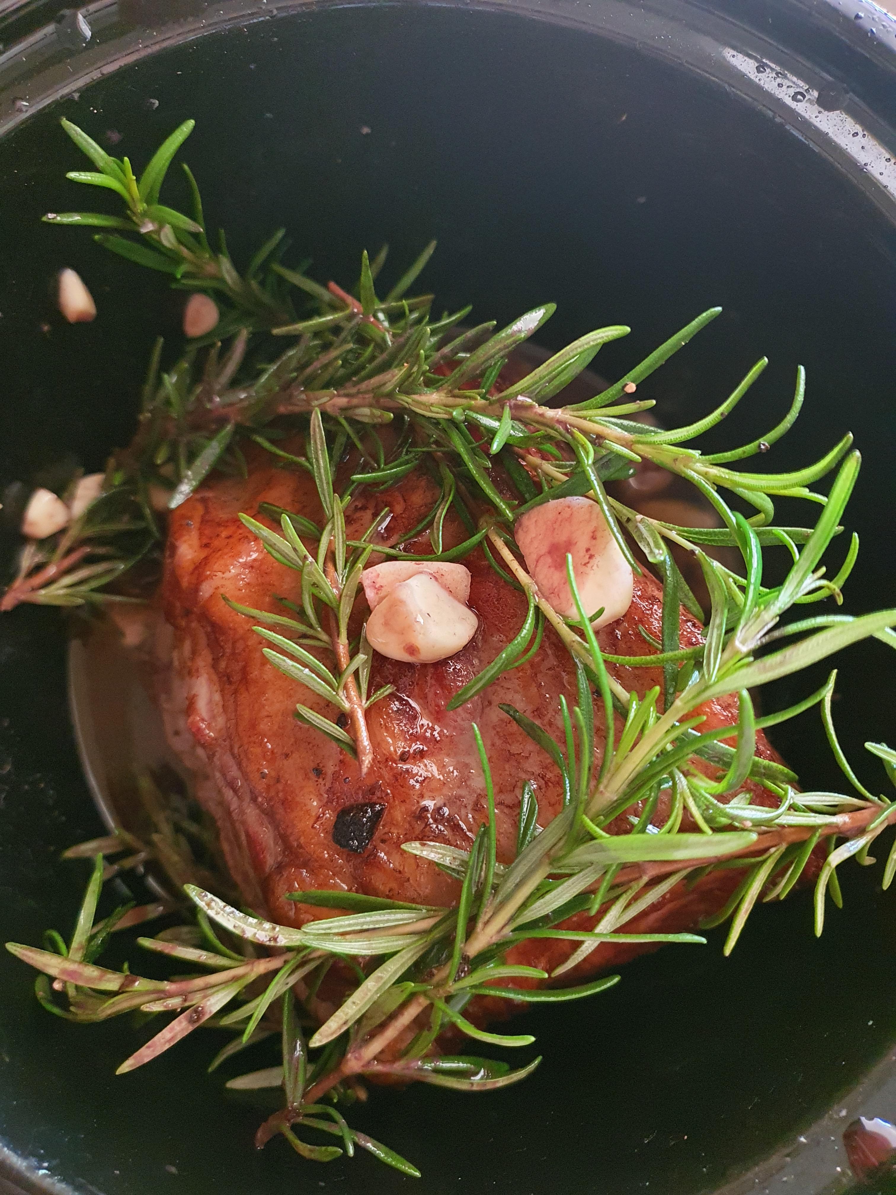 Trying a classic. Rosemary and red wine slow cooked lamb. Now it's an