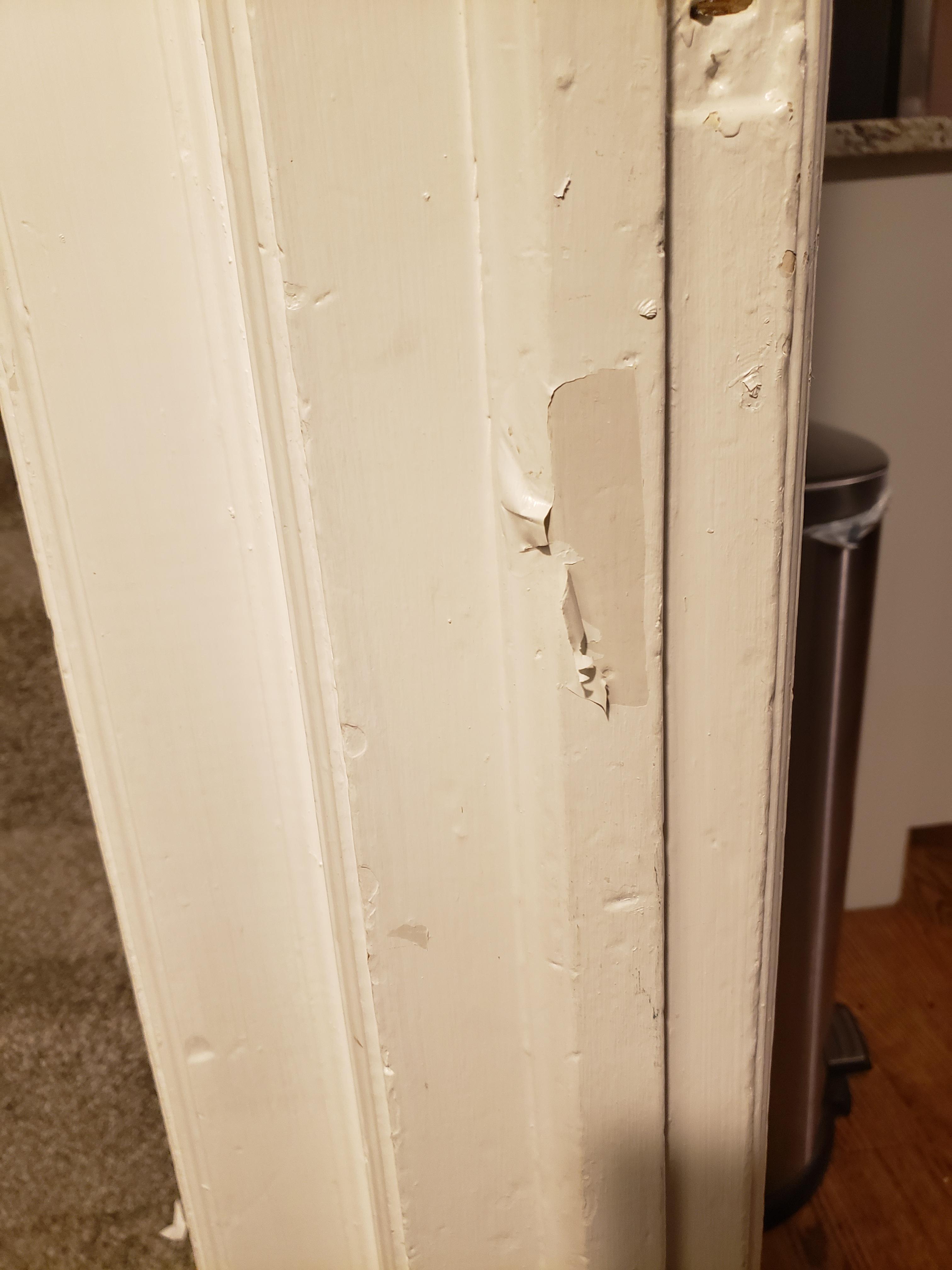 How can I fix this peeling paint on all of my trim when I sand it it