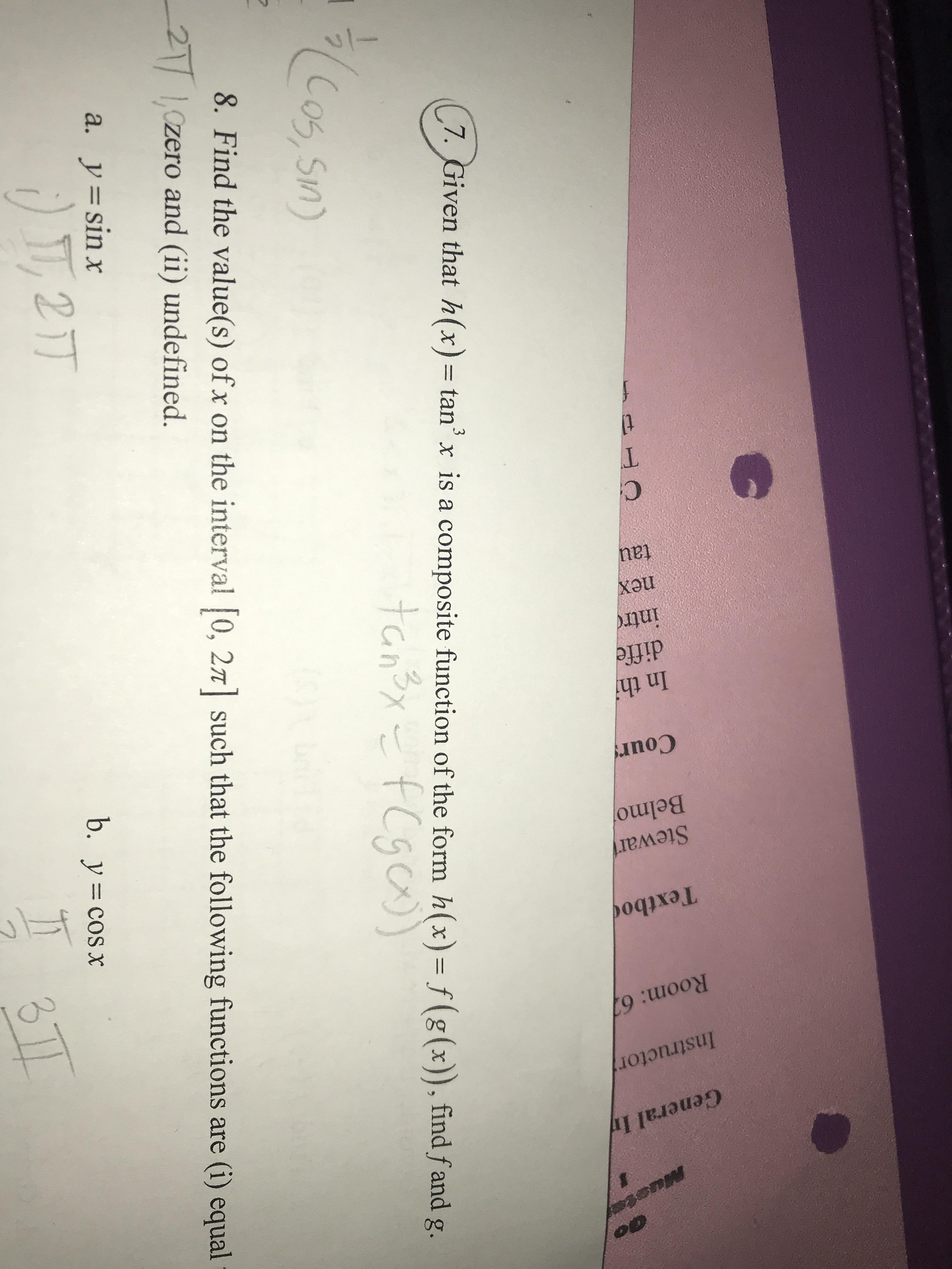 High school AP calc AB (review work) how do I go about this composite