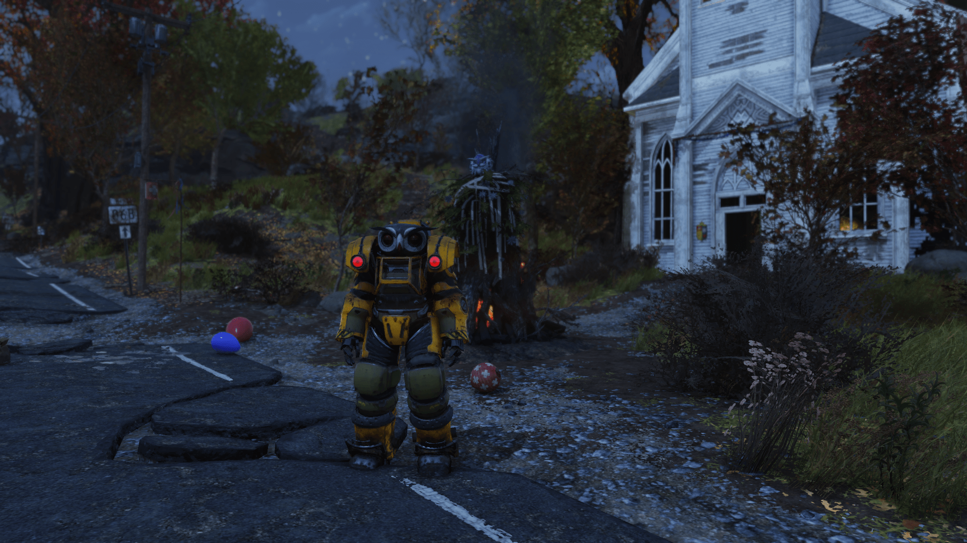 The owl mask fits quite well with the excavator armour r