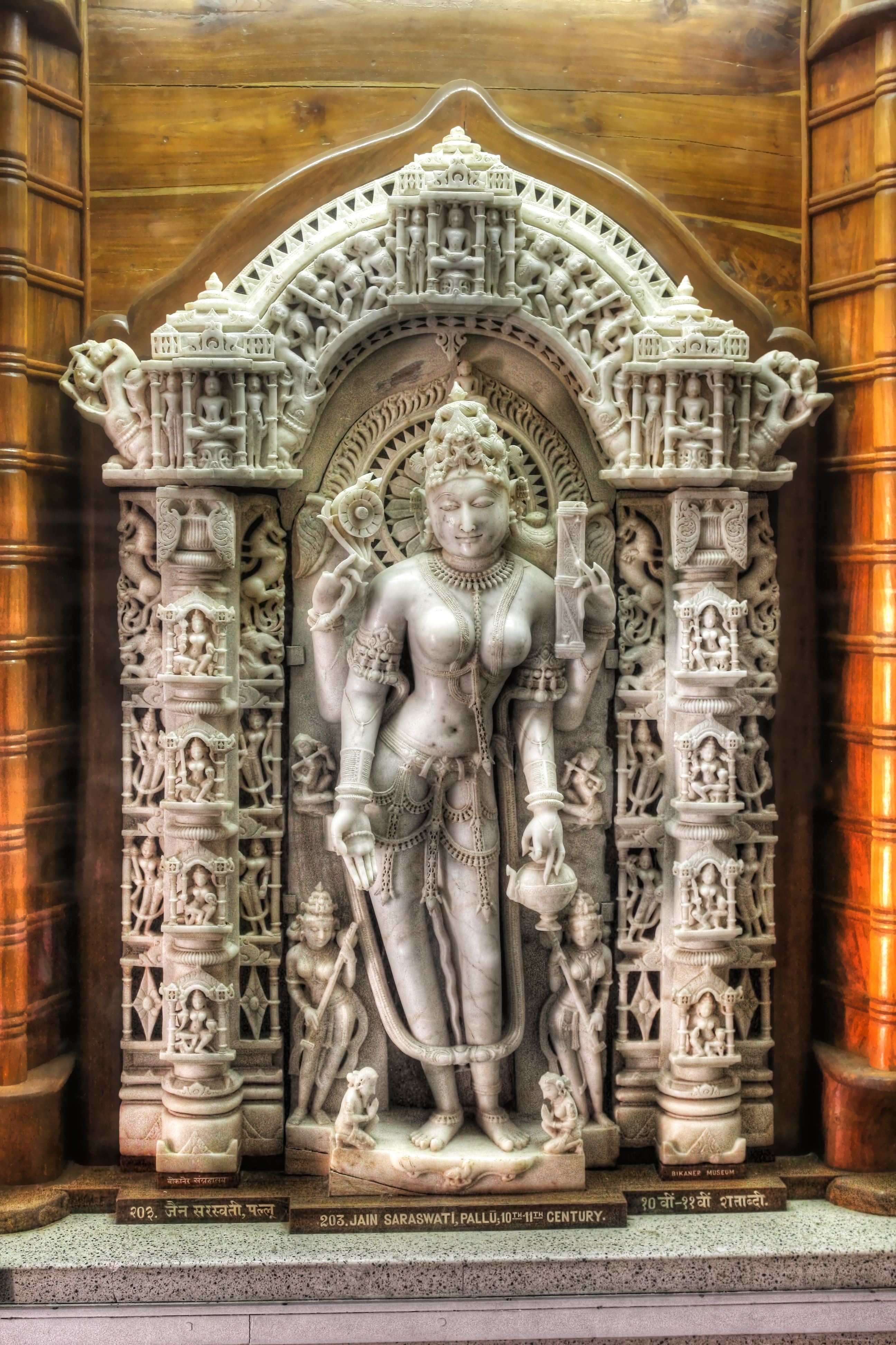 Jain marble sculpture of Saraswati (the Hindu goddess of knowledge