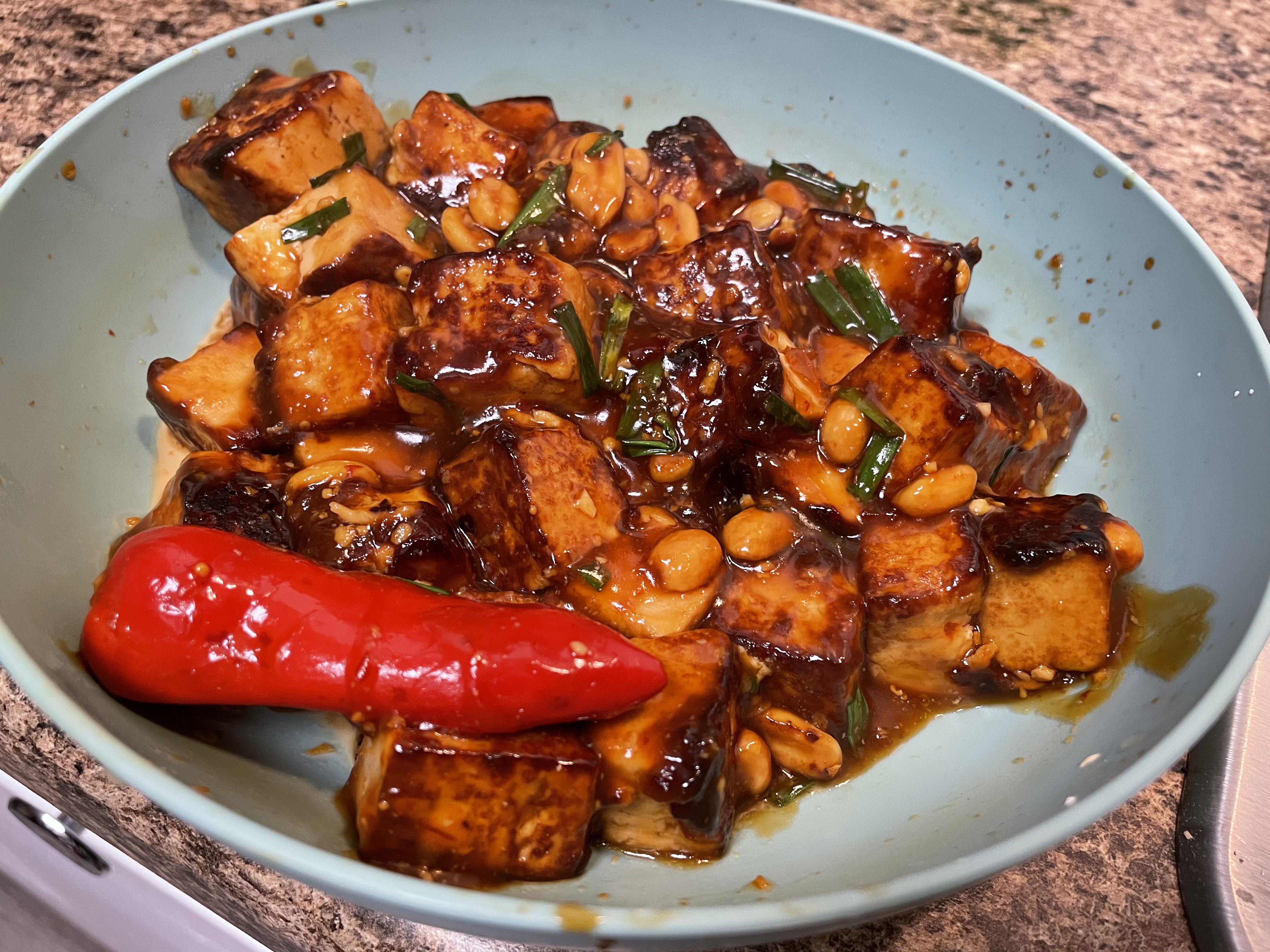 Made some delicious general tofu. It came out amazing and served well