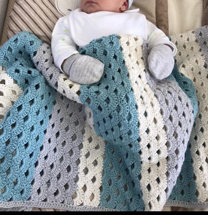 Baby blanket I made for my nephew 100 bamboo cotton and possibly the neatest work I ever did