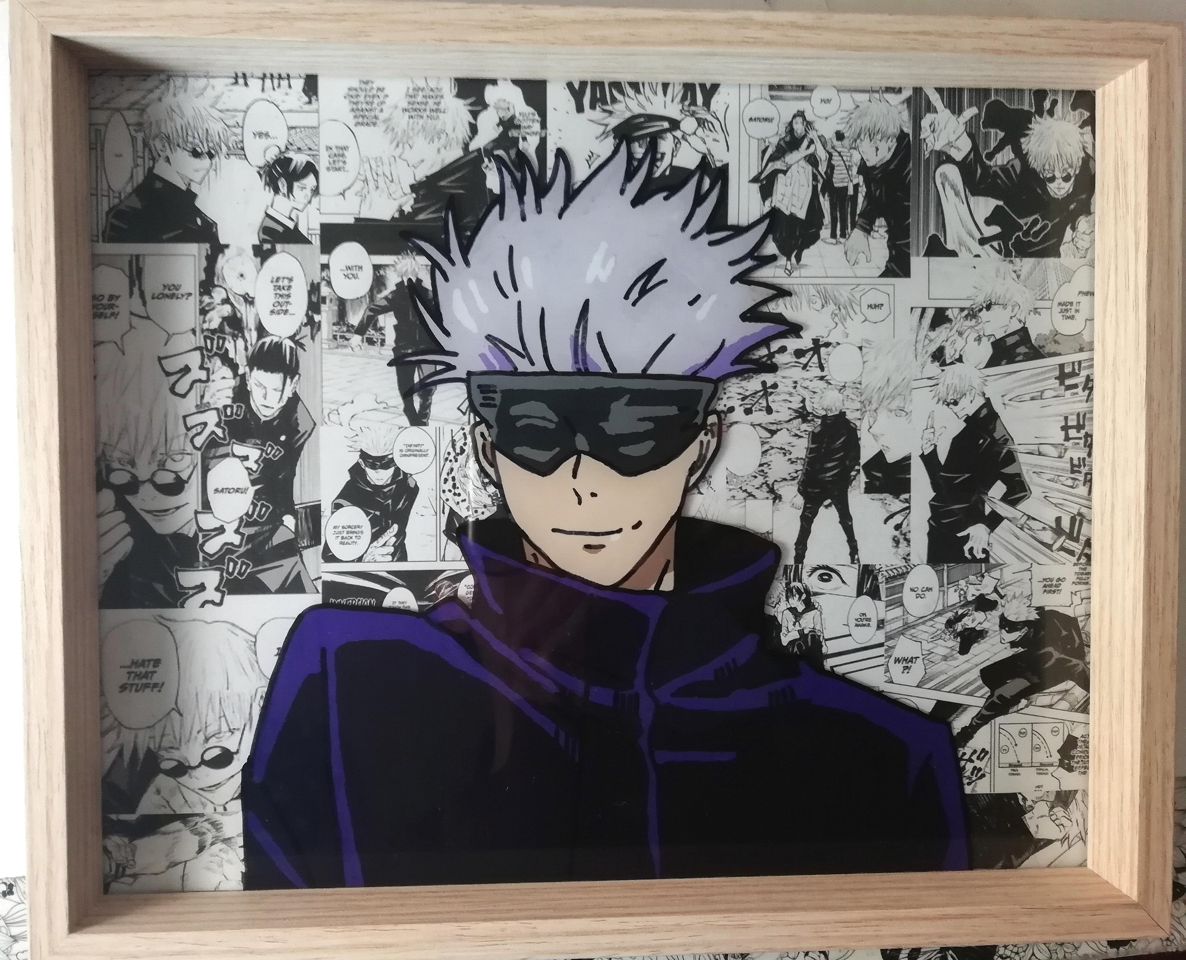 Hi, I did this glass painting of Gojo for my friend's birthday since he