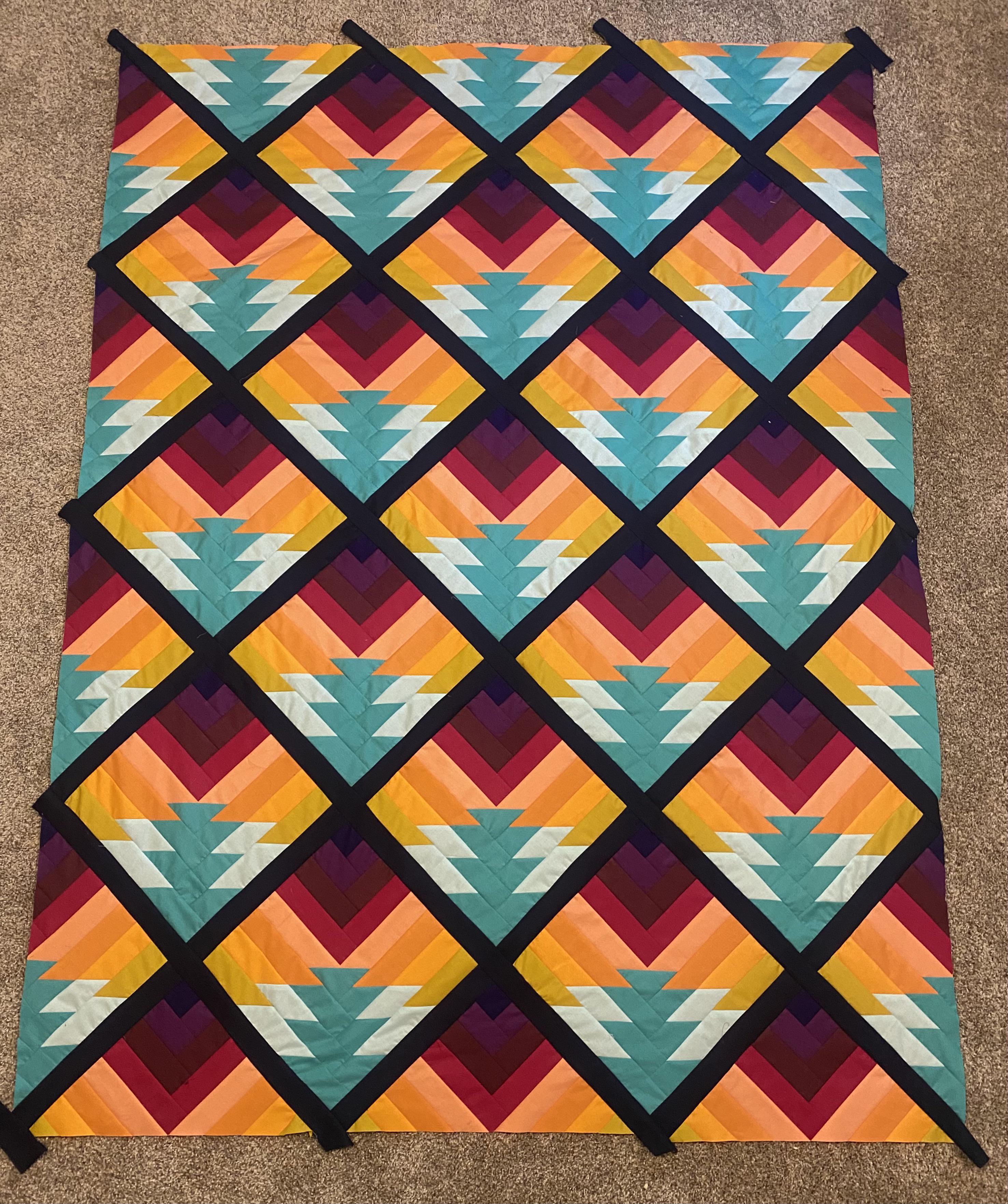 Beach Sunset Quilt pieced together. I’m really happy with how this
