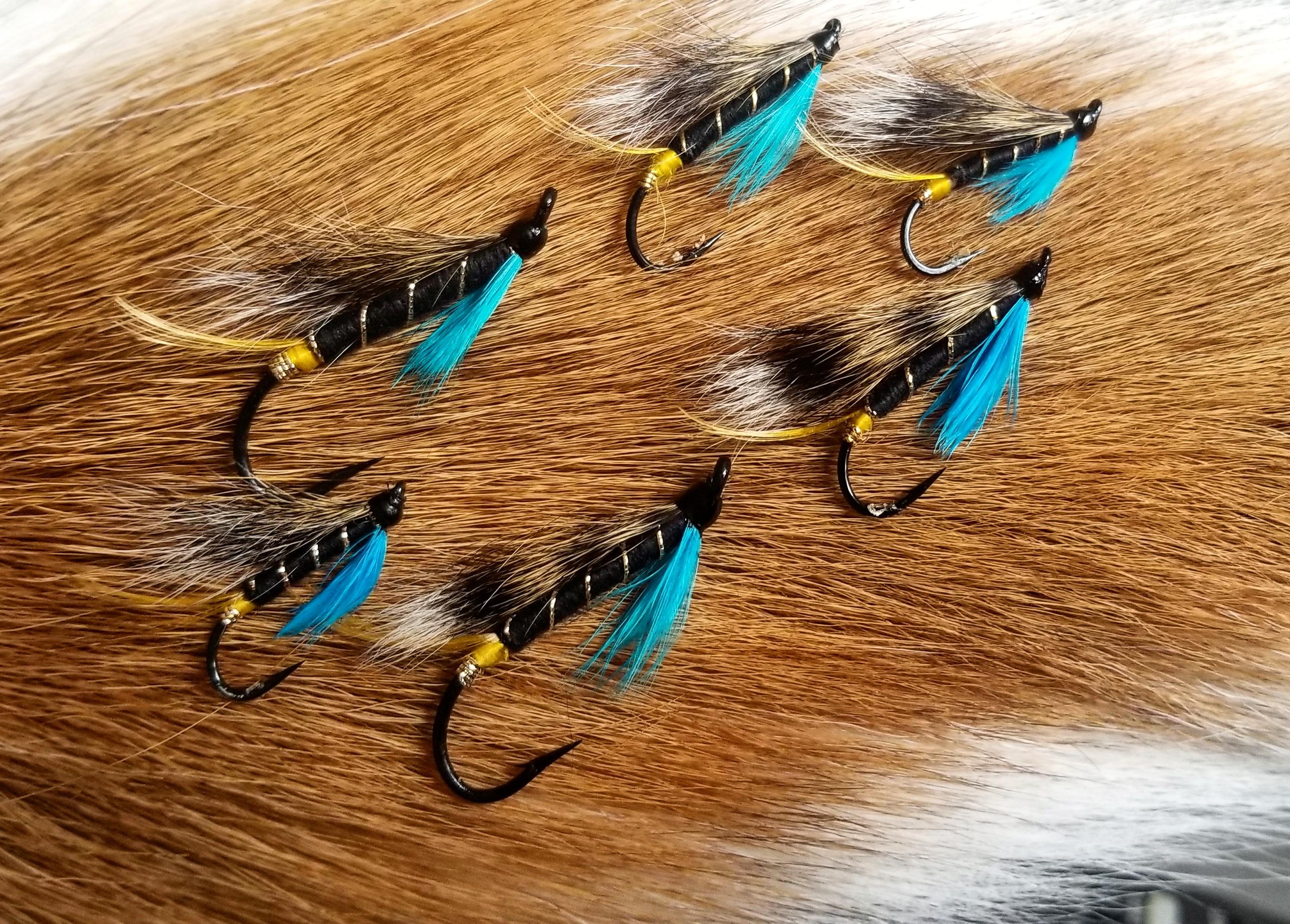My first salmon flies (Blue Charm 2,6,8) for Miramischi r/flytying
