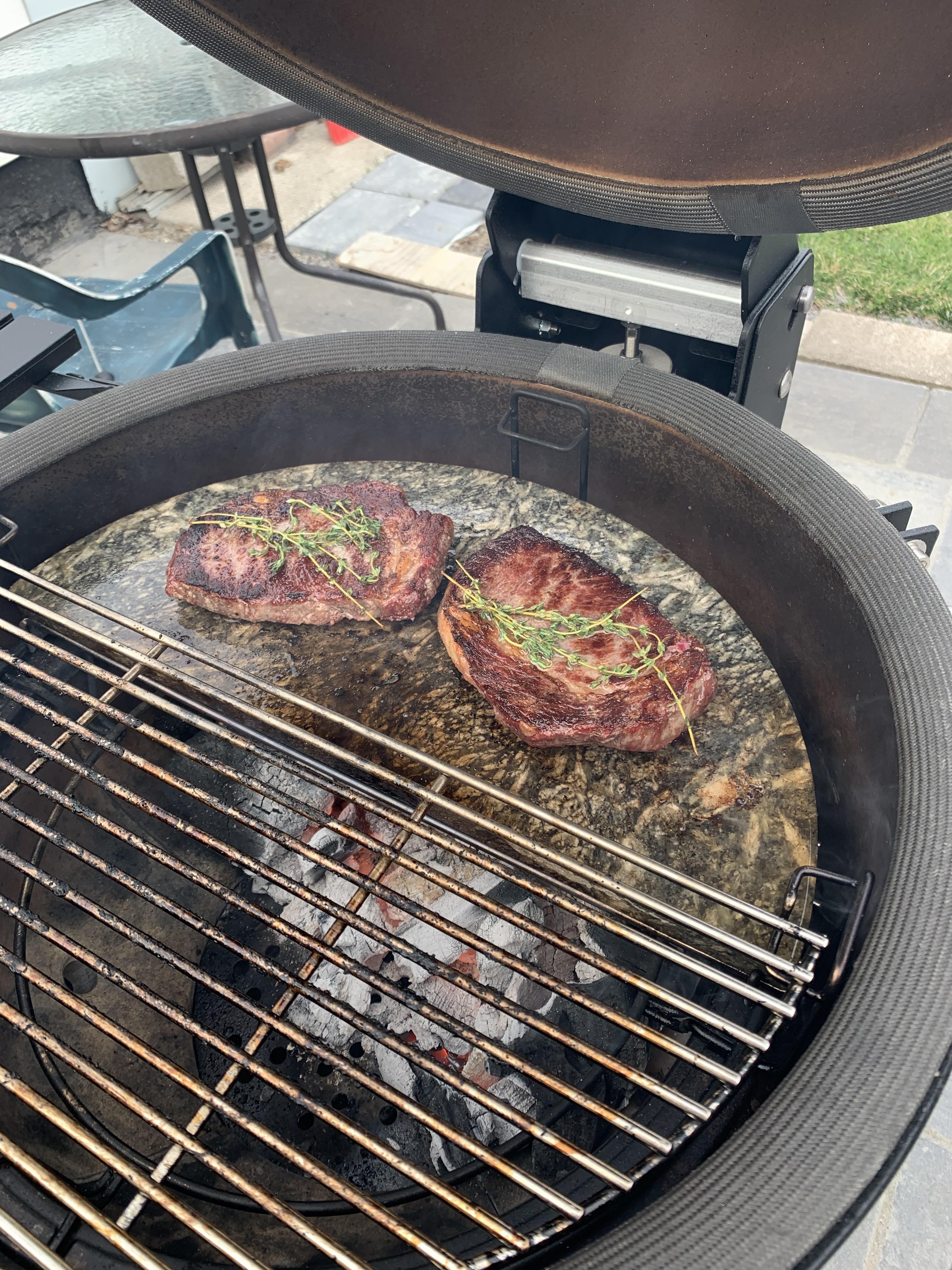 First time to cook ribeyes on soapstone (kJ classic 2). r/KamadoJoe