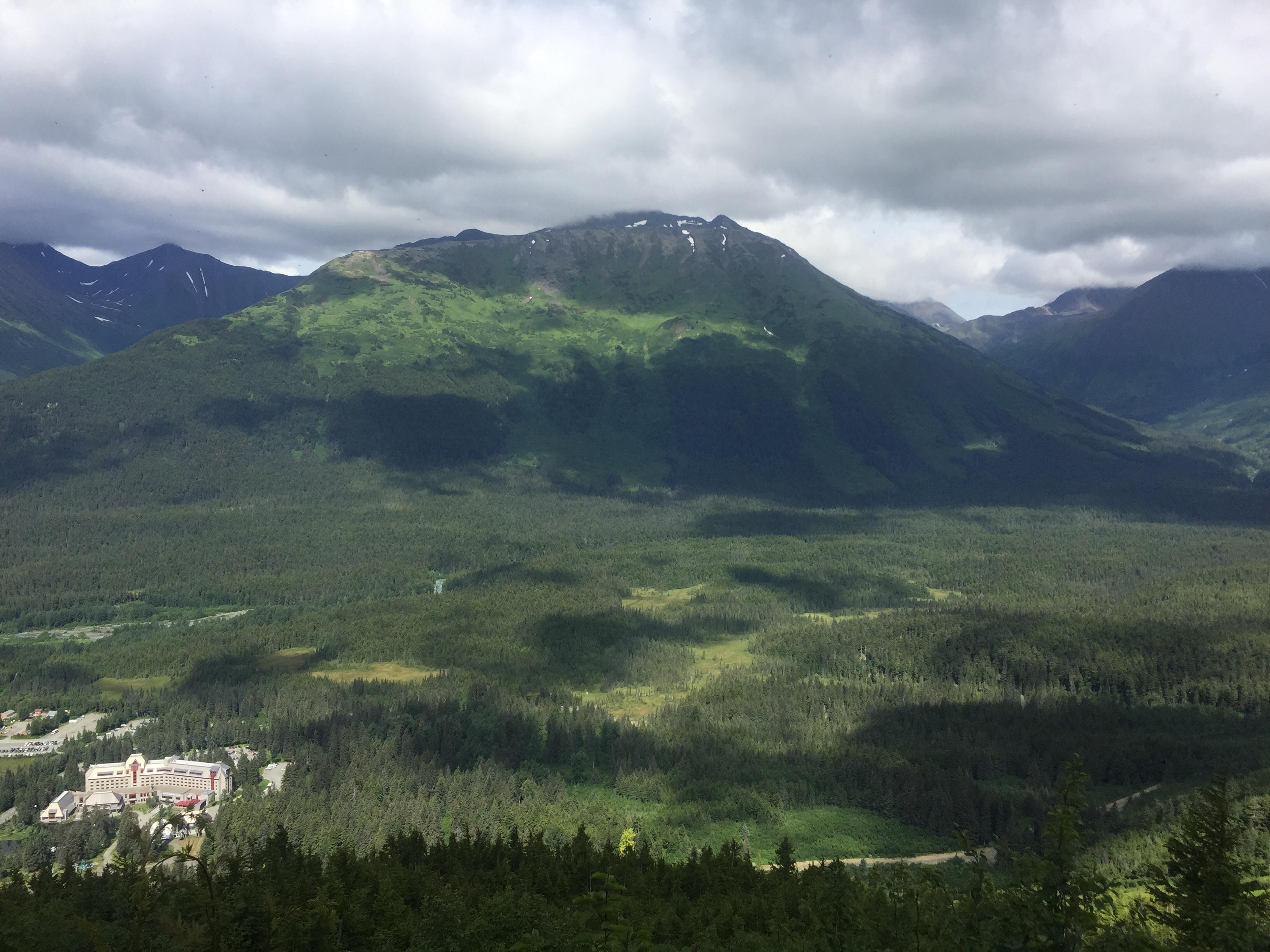 North Face Trail in Girdwood, looking down at Alyeska Ski Resort alaska