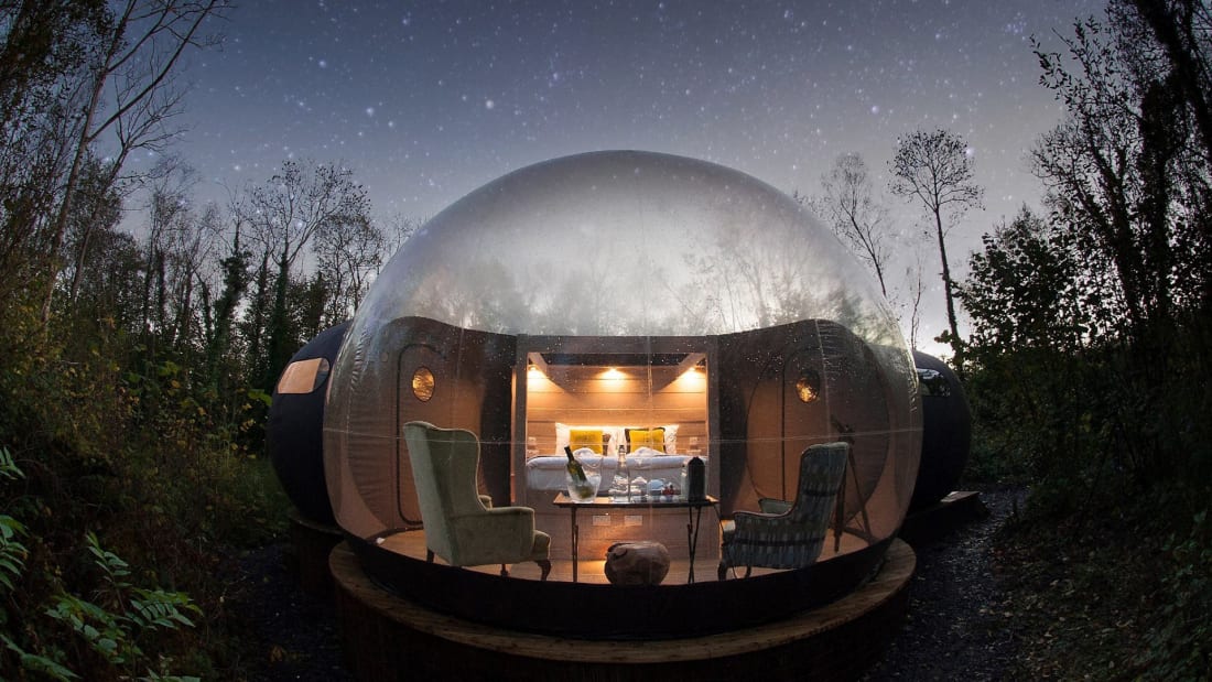A Bubble Dome resort hotel suite at Finn Lough, Northern Ireland r