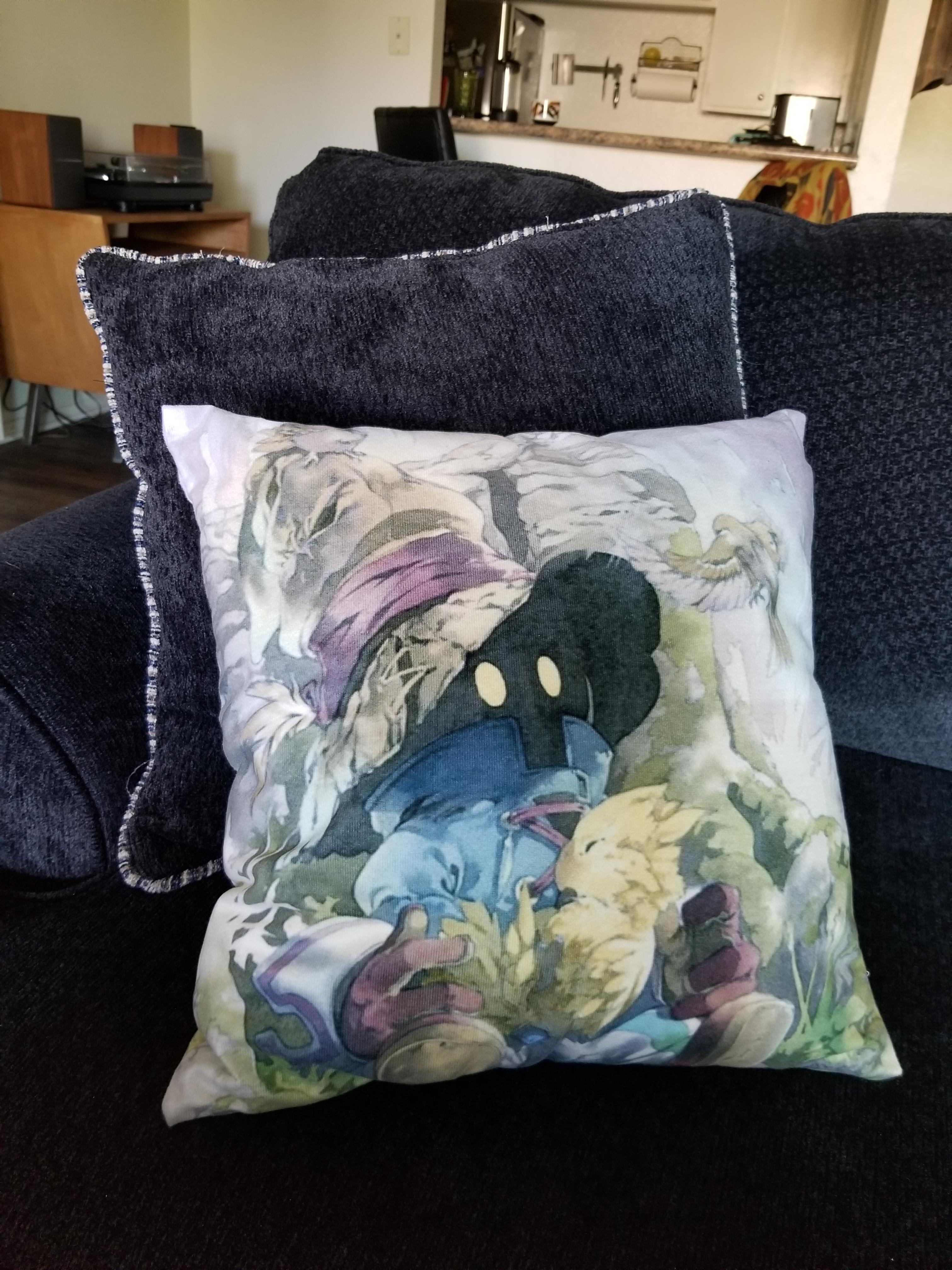 Finally got my pillowcase in the mail! He always did have a soft spot for Chocobos. r/FinalFantasy